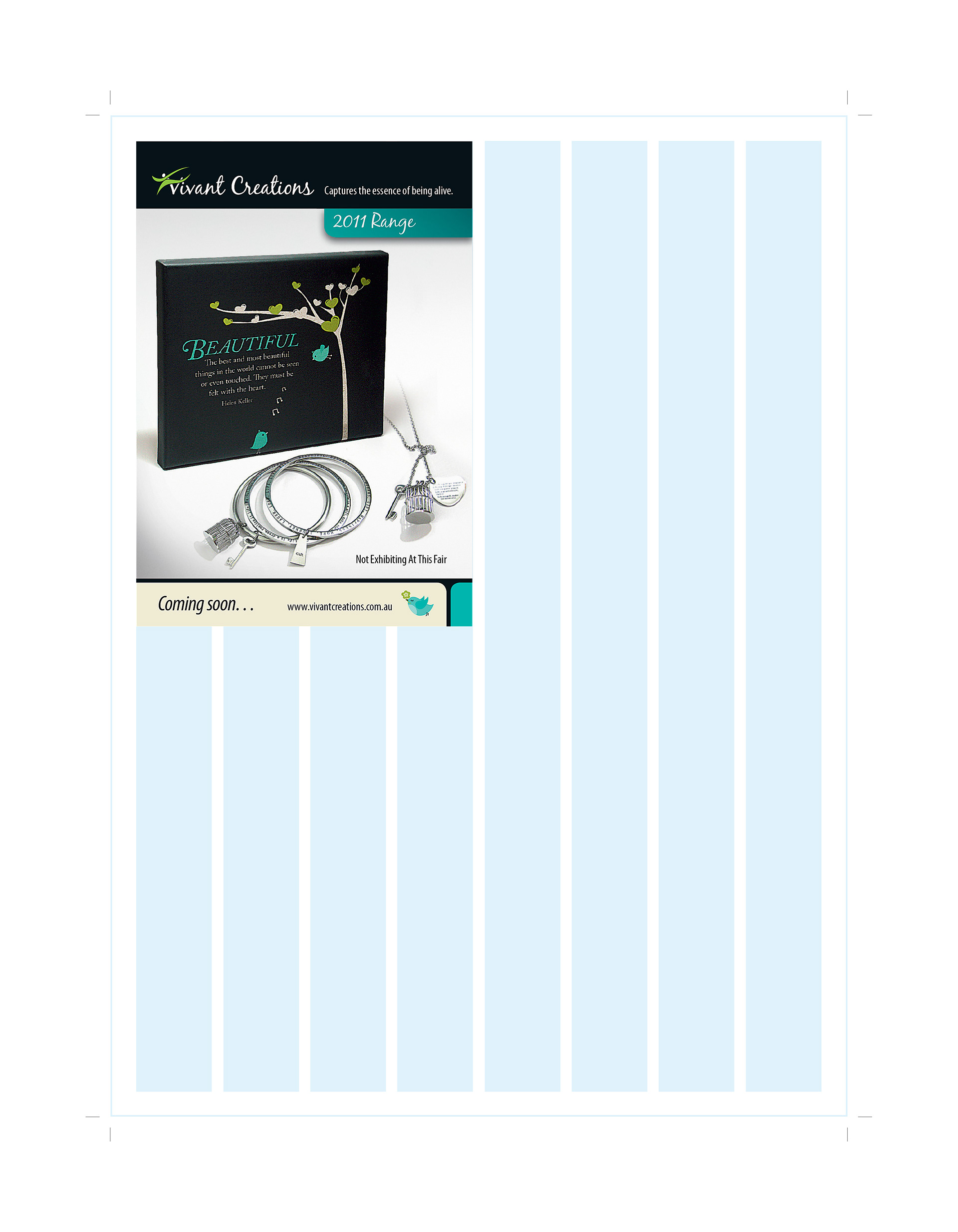 Quarter page trade show ad for the 2011 Vivant Creations range on publication grid.