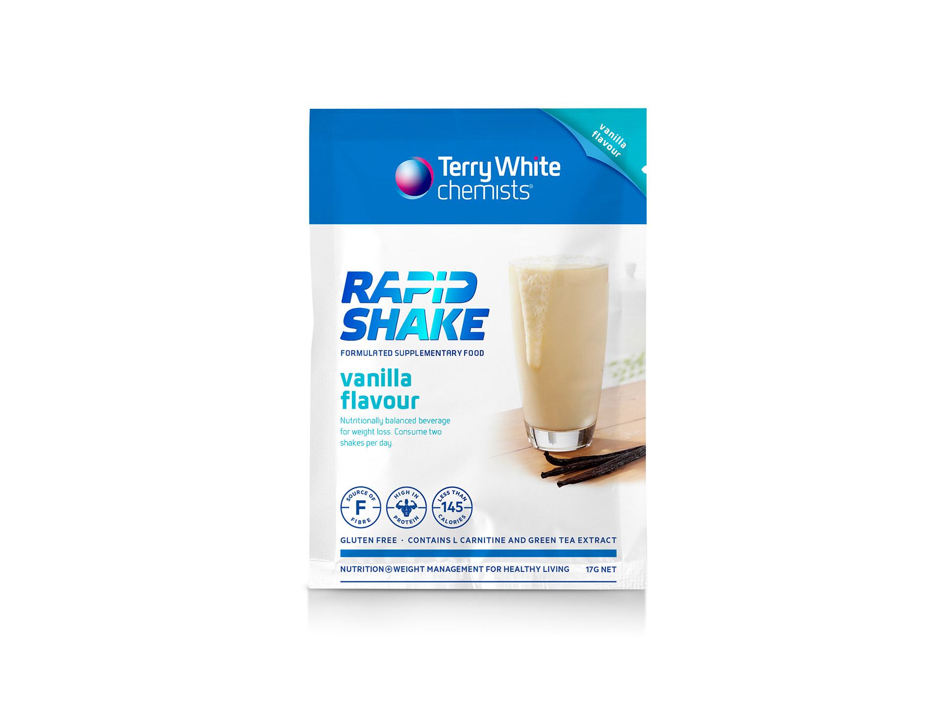 Vanilla shake sachet.