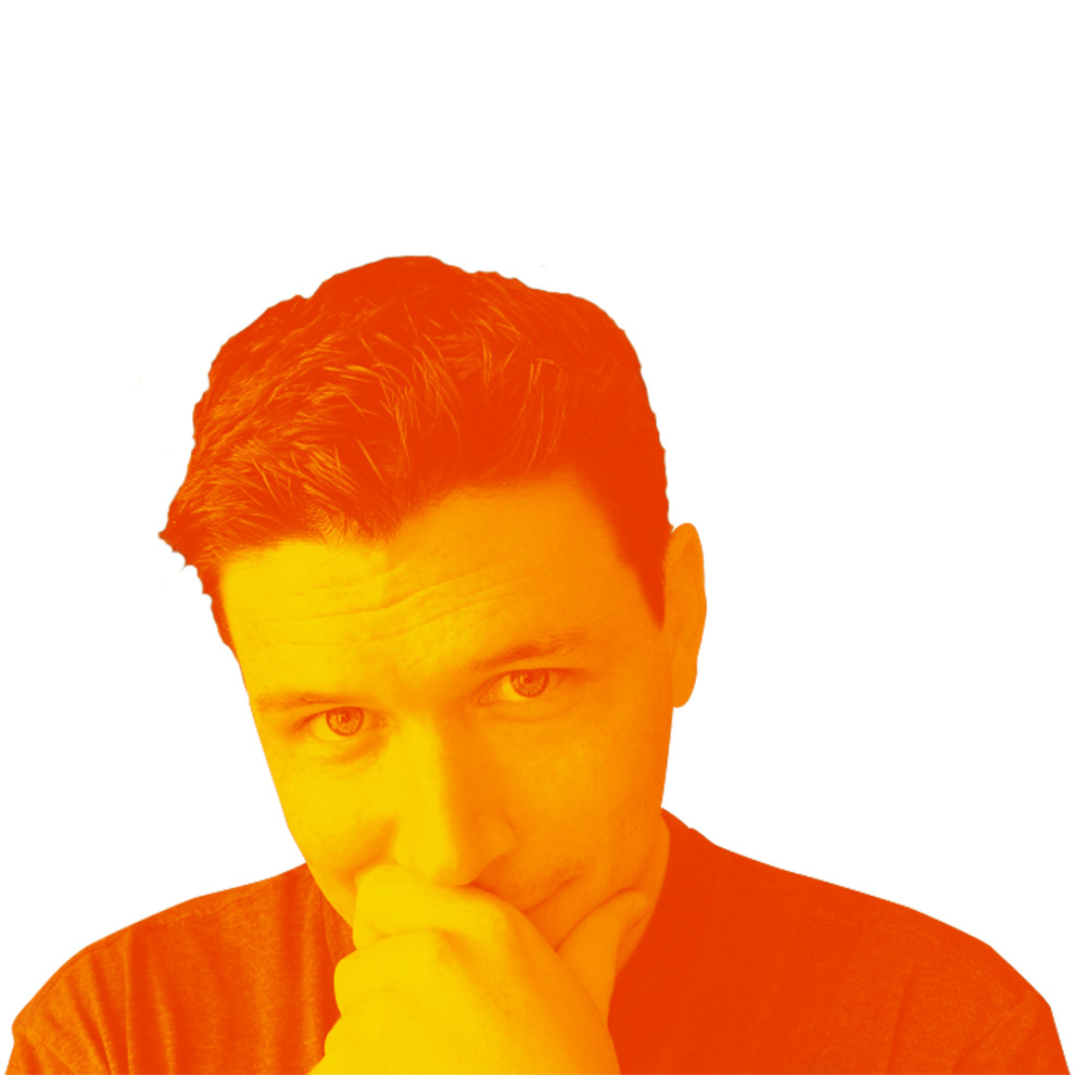 Vibrant orange and deep red duotone image.