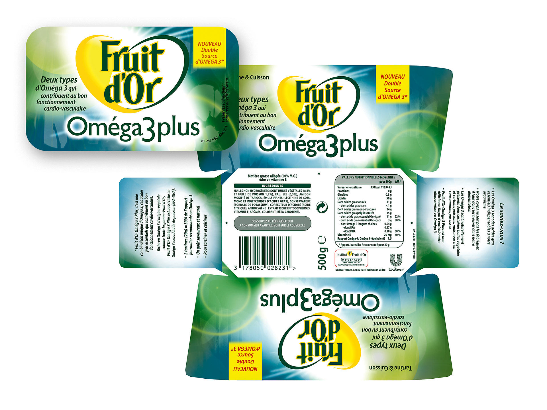 Specialty version of the French Flora packaging.