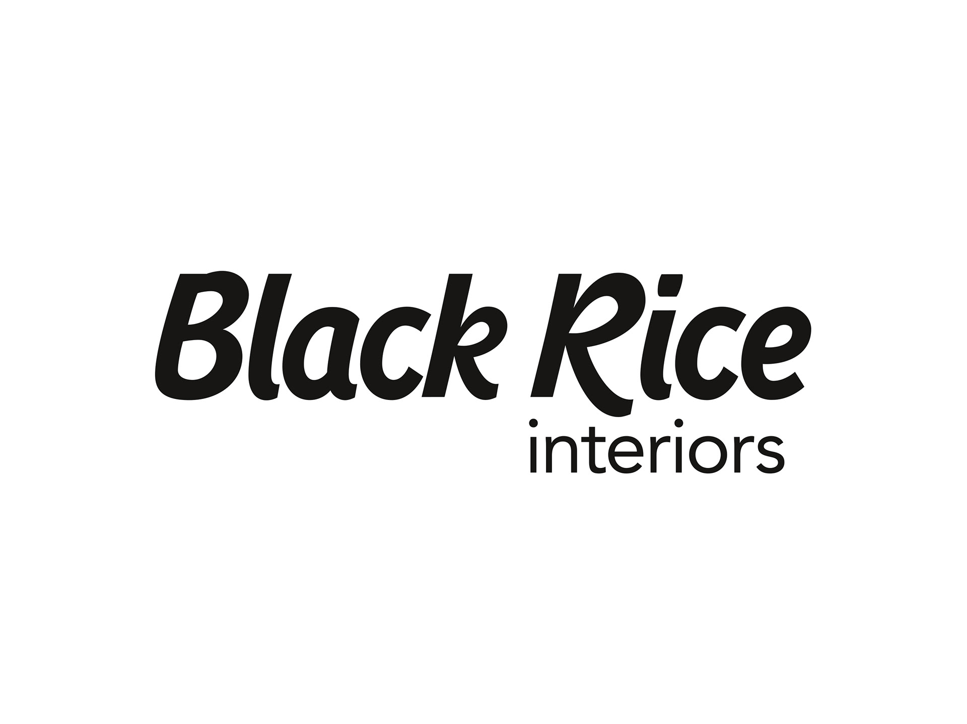 Black and white version of Black Rice Interiors logo.