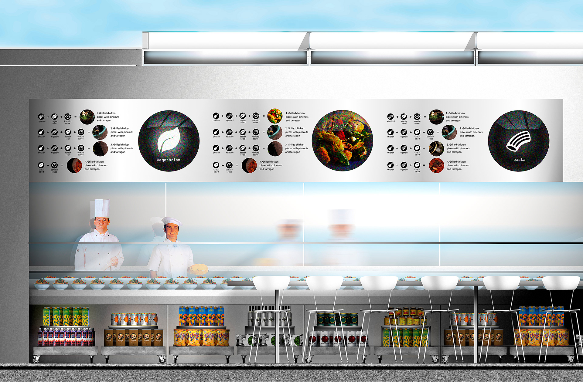 Visualisation of restaurant section. for a retail project