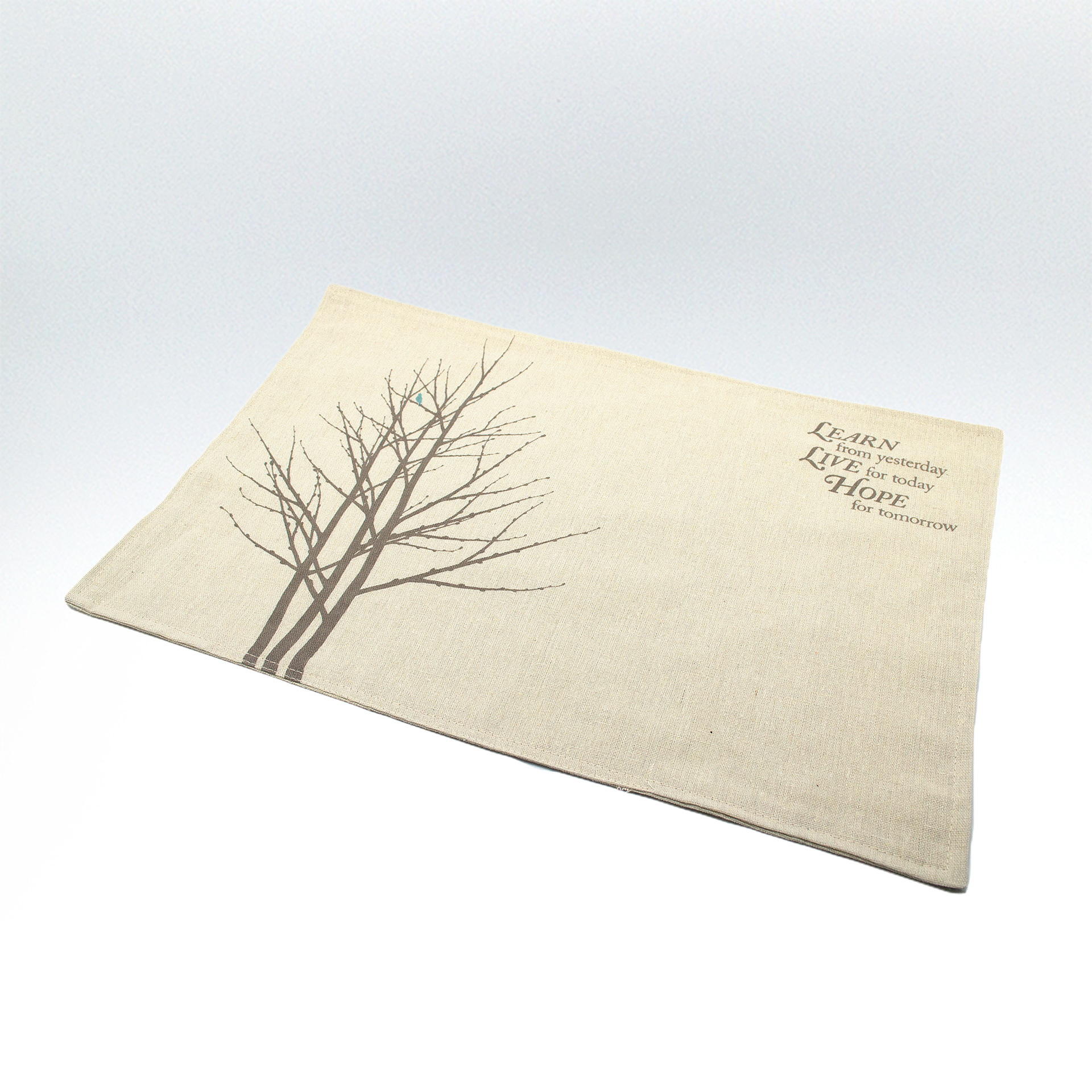 Learn - type and illustration composition on fabric place mat.