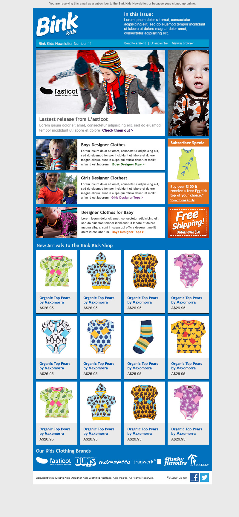 Bink Kids email newsletter template.