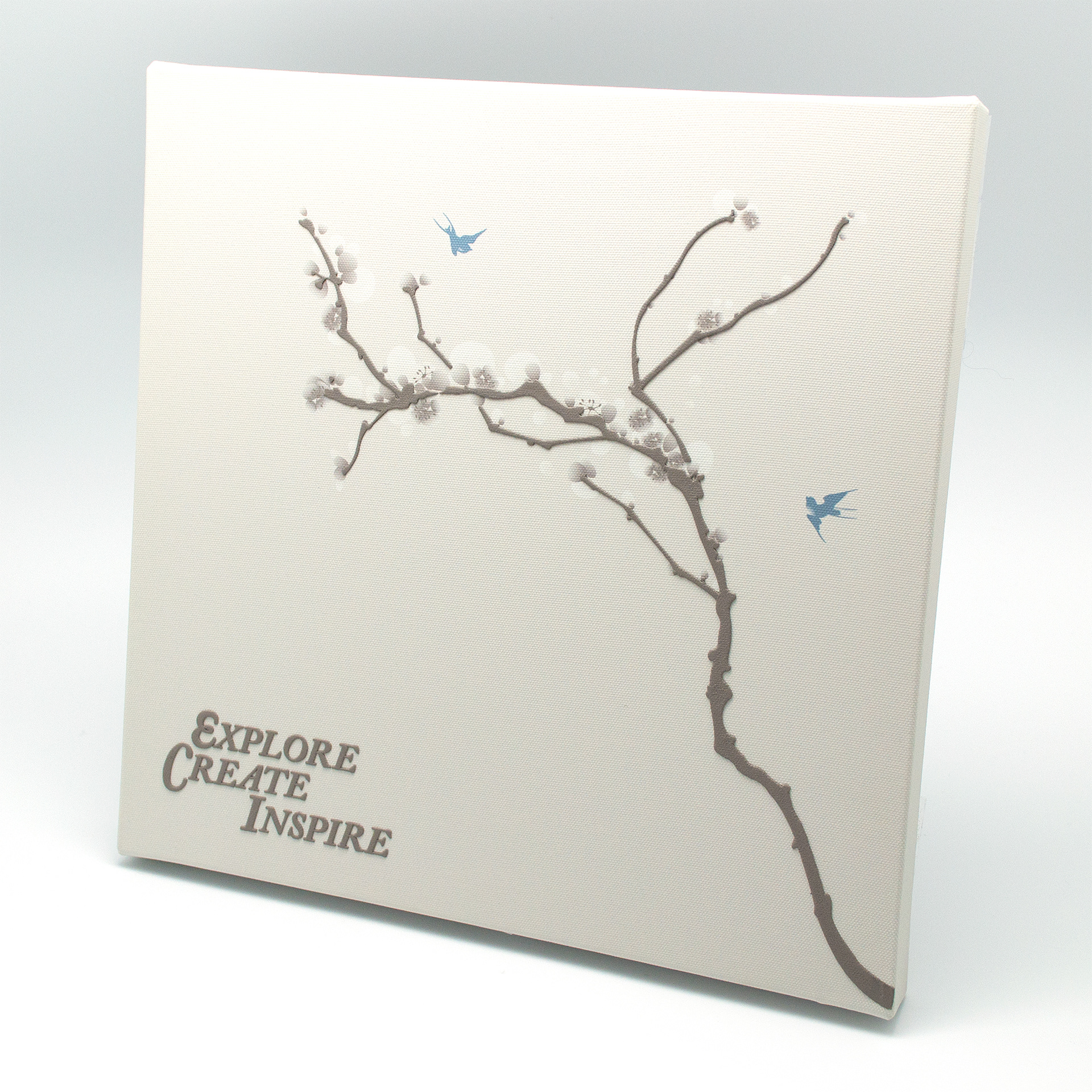Explore - type and illustration composition on square canvas.
