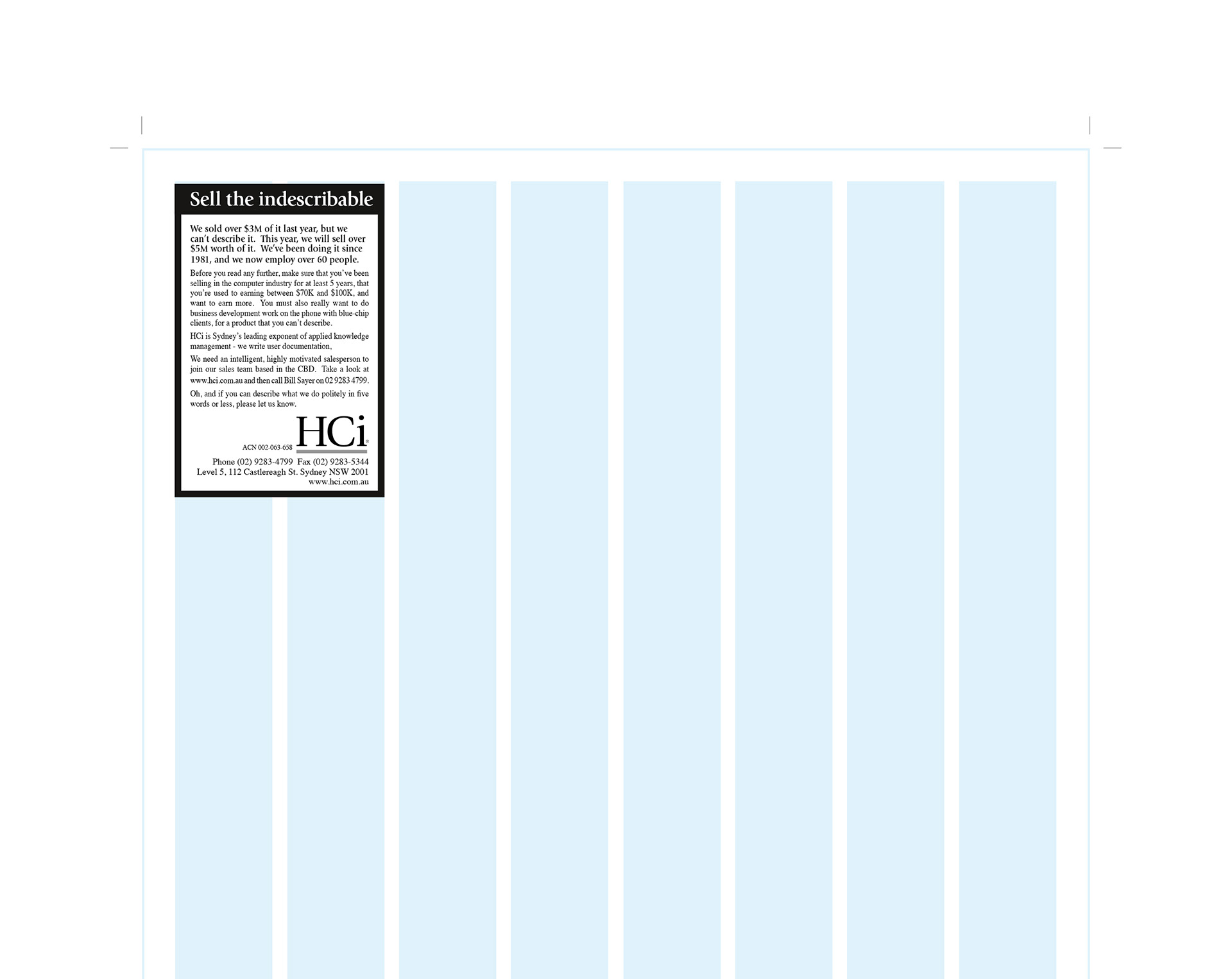 Short length two column ad.