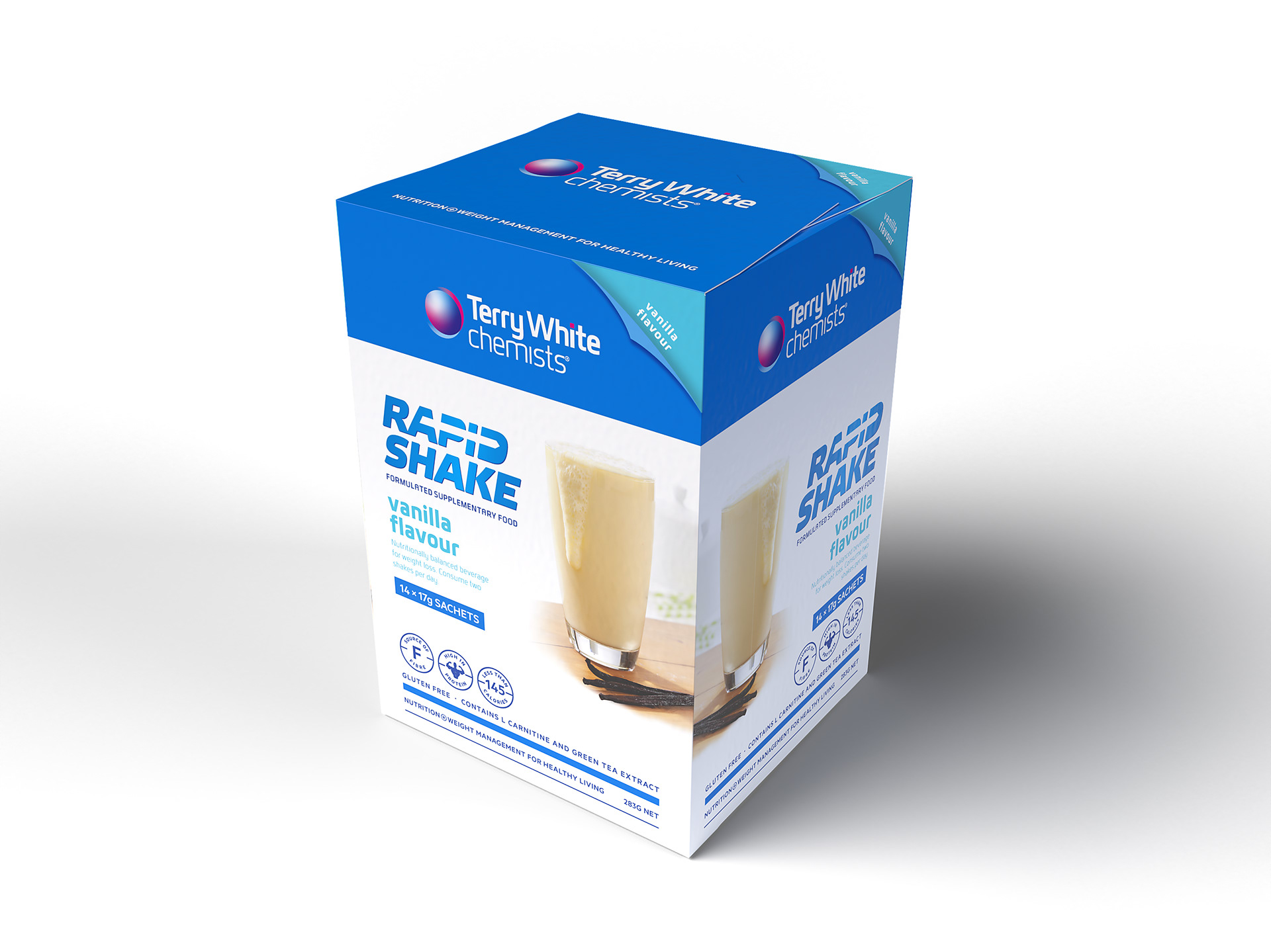 Terry White Chemists Vanilla Rapid Shake pack.