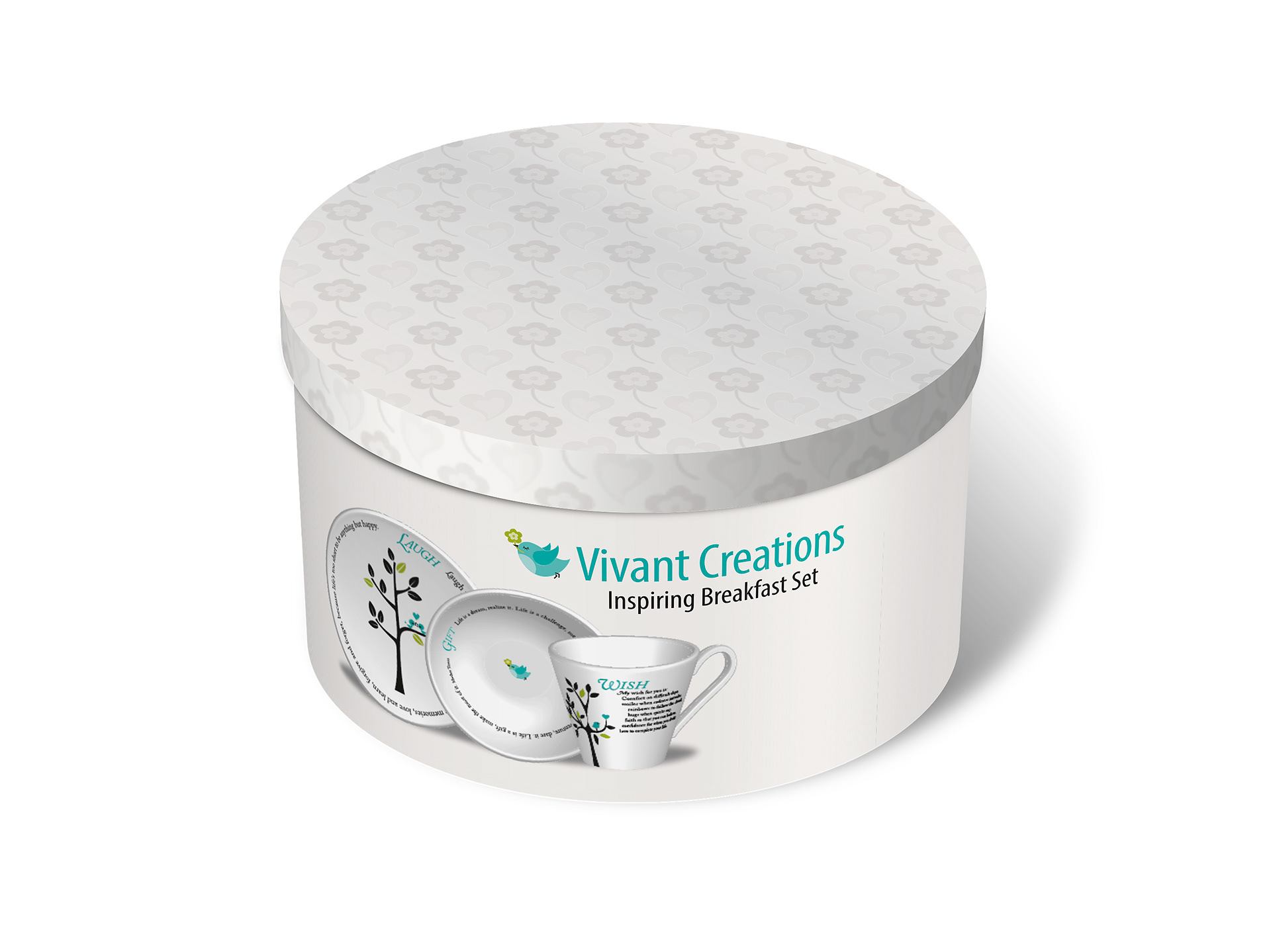 Pre-visualisation of breakfast set packaging.