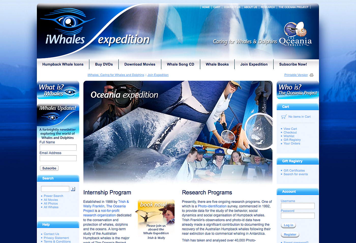 iWhales Expedition landing page on the iWhales website.