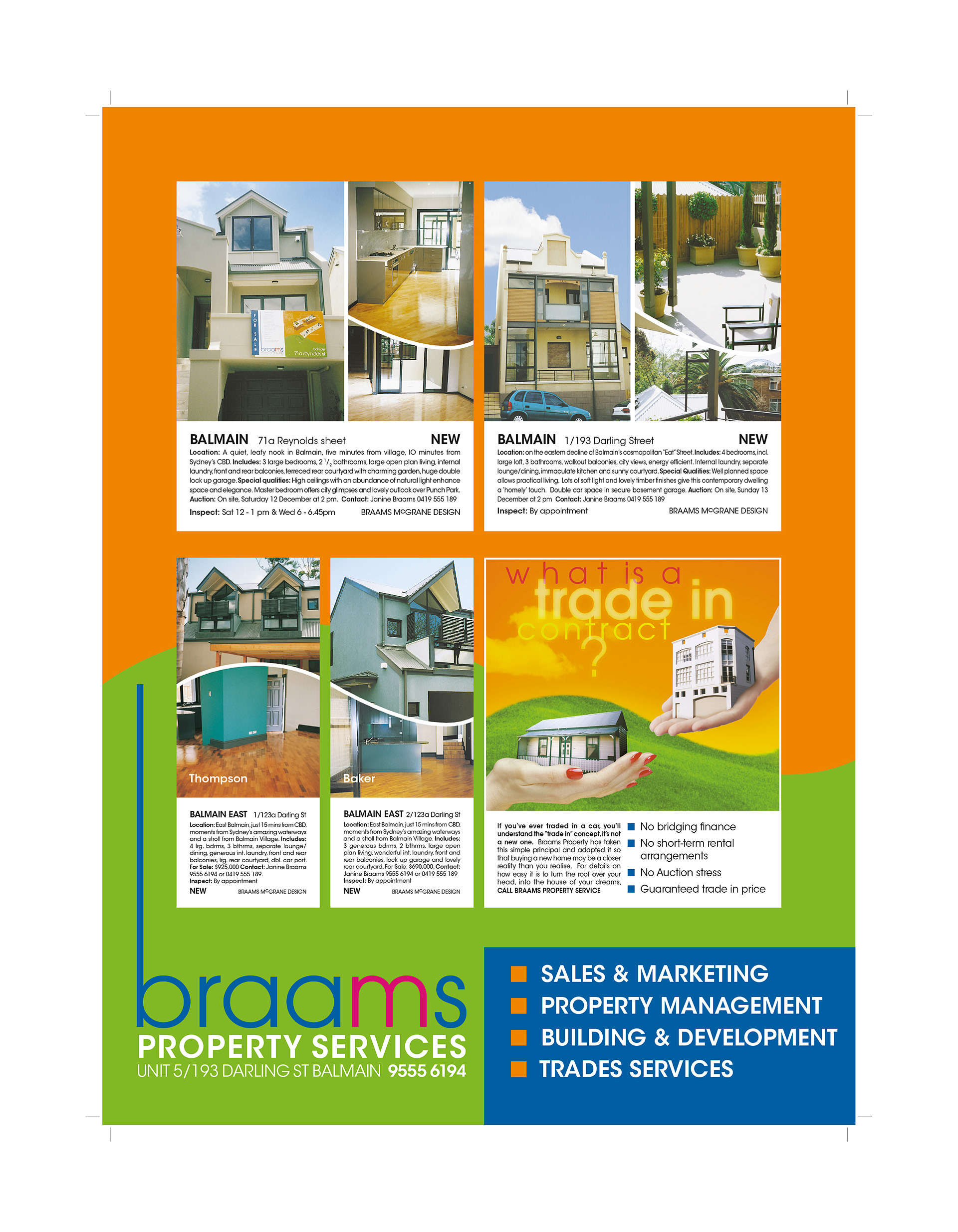 Full-page colour ad with four column grid.