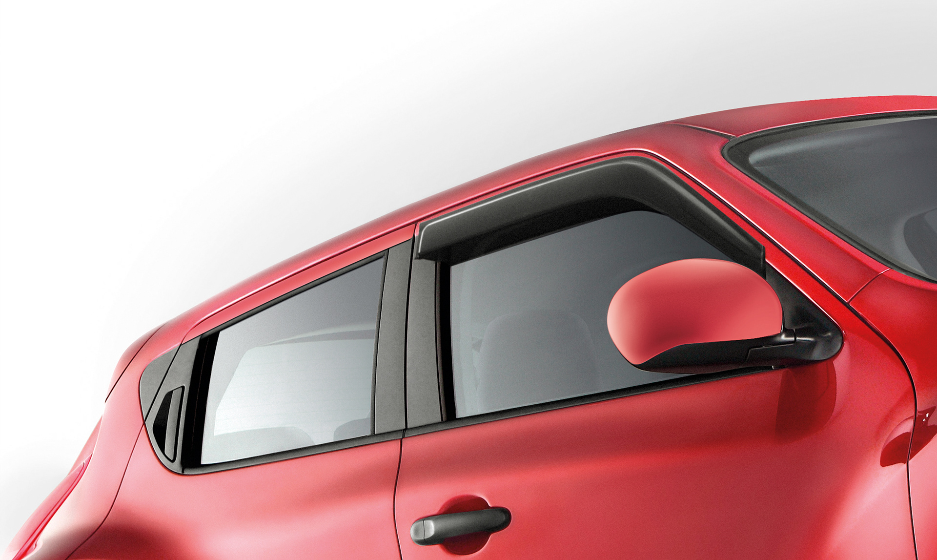 Tight cropped shot of Nissan Juke showing rear and front side windows with edits applied.
