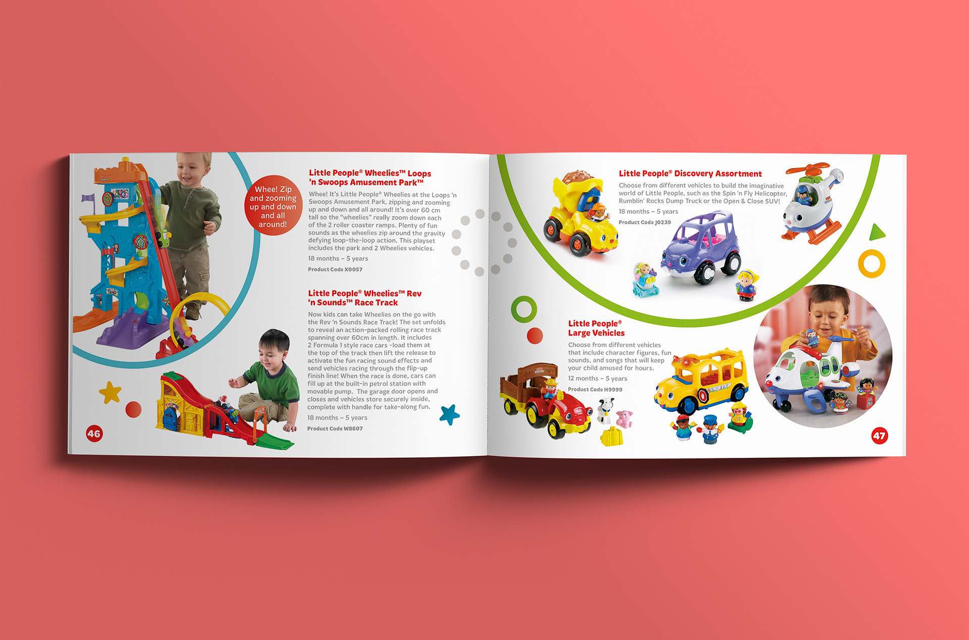 Preschool section spread showing the Little People toy range.