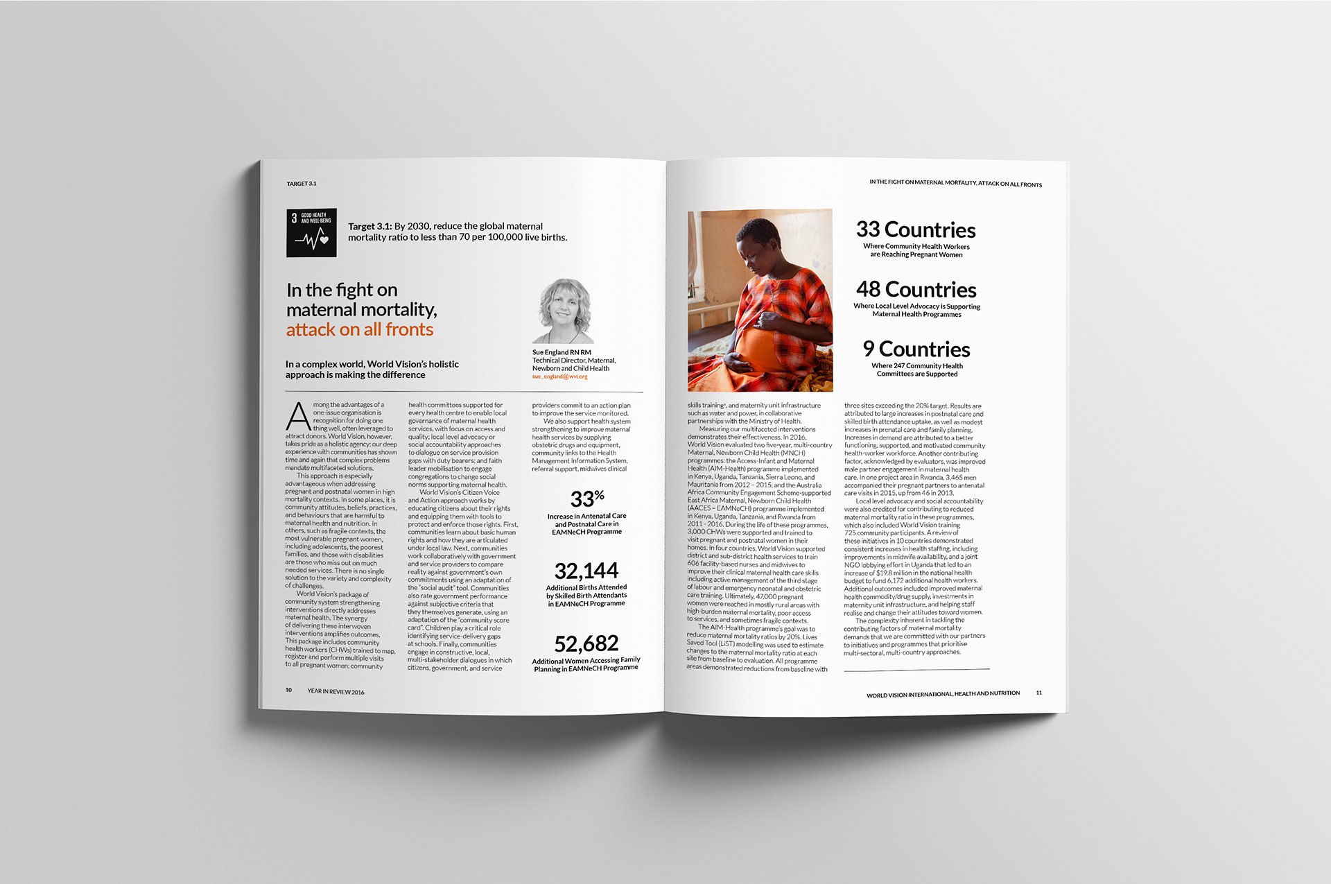 Two-page spread showing the varying column layouts of the publication.