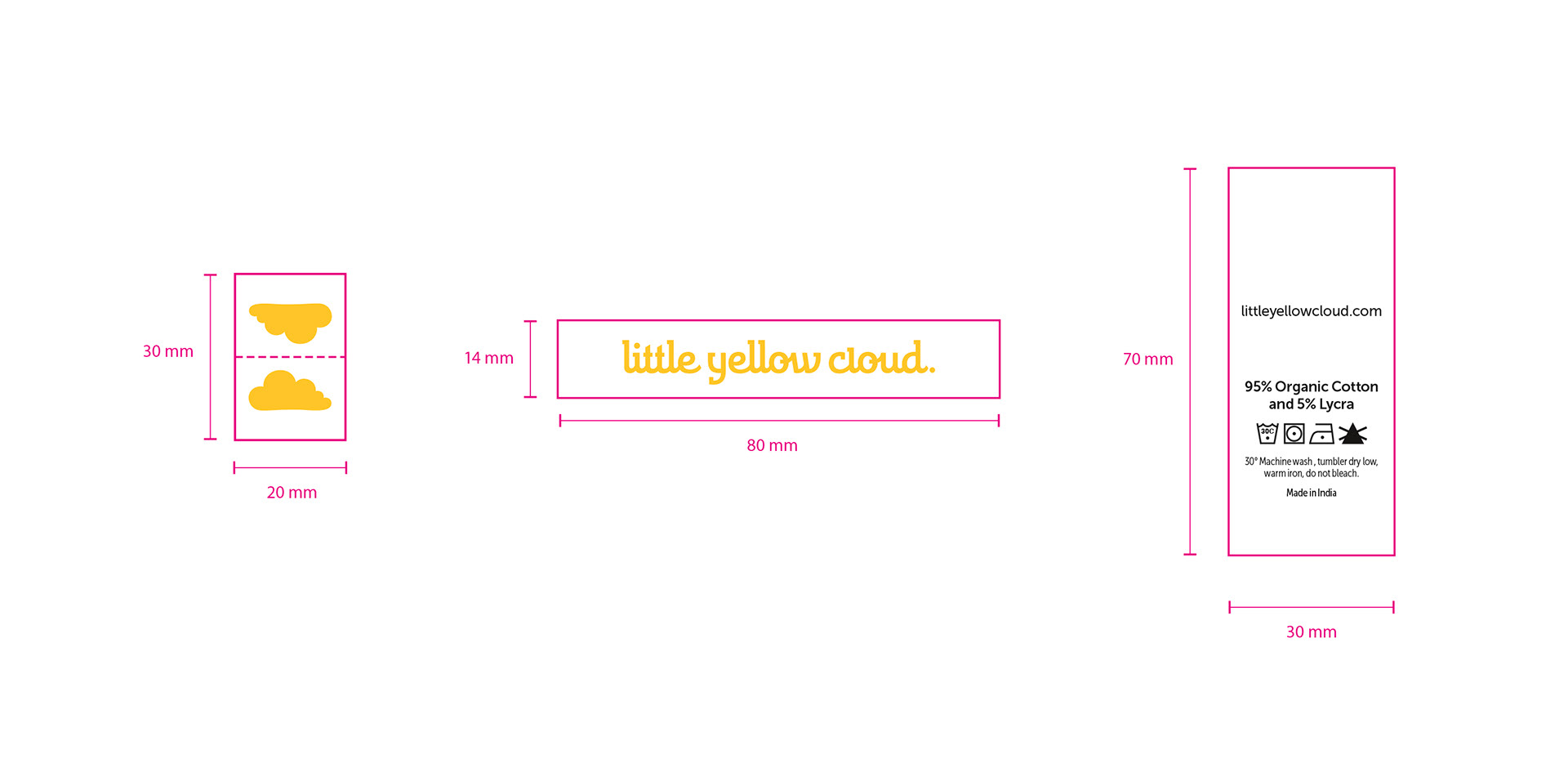 Little Yellow Cloud garment tags finished artwork.