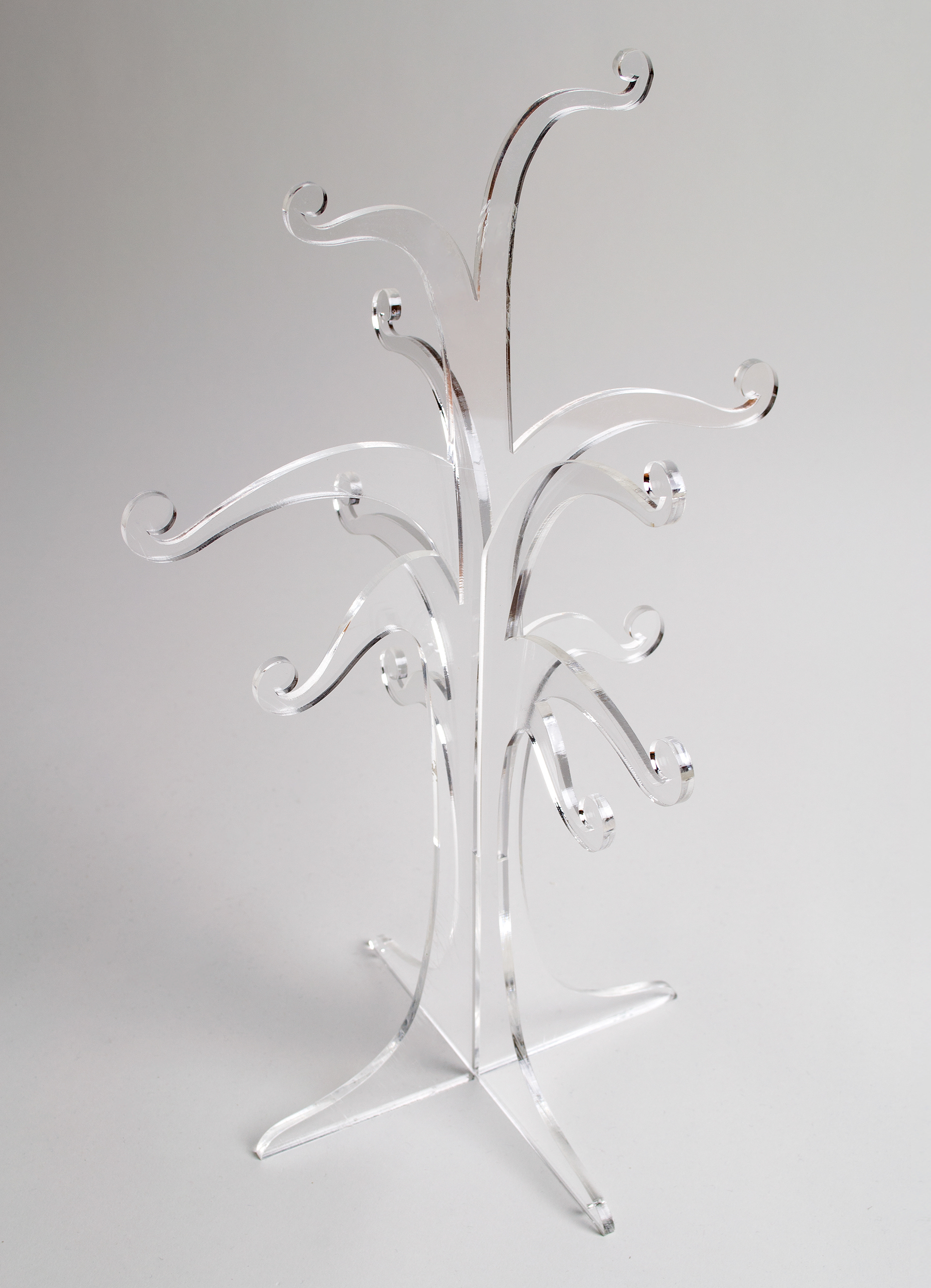 Clear acrylic tree shaped jewellery stand.