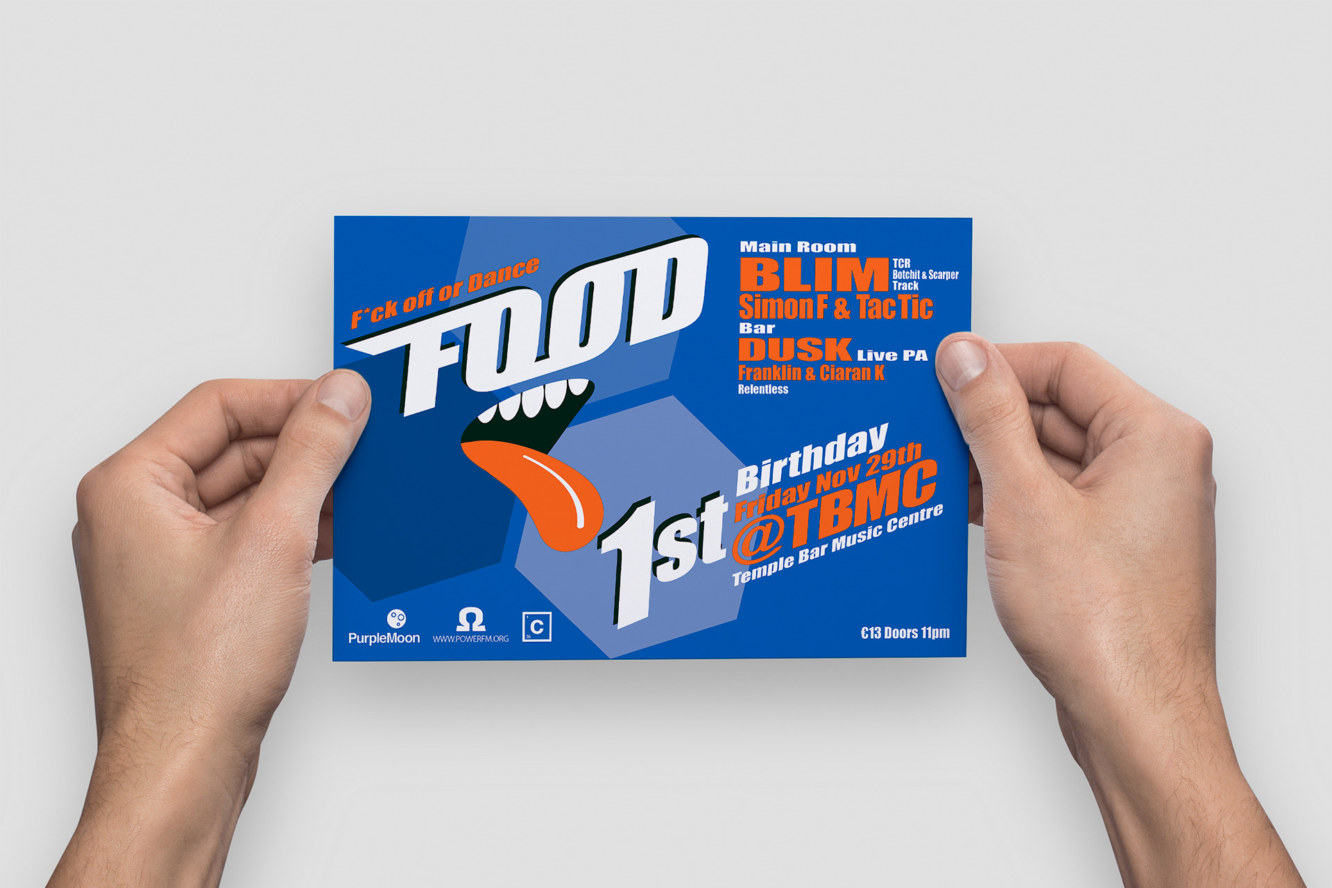 FOOD club night flyer artwork in hand.