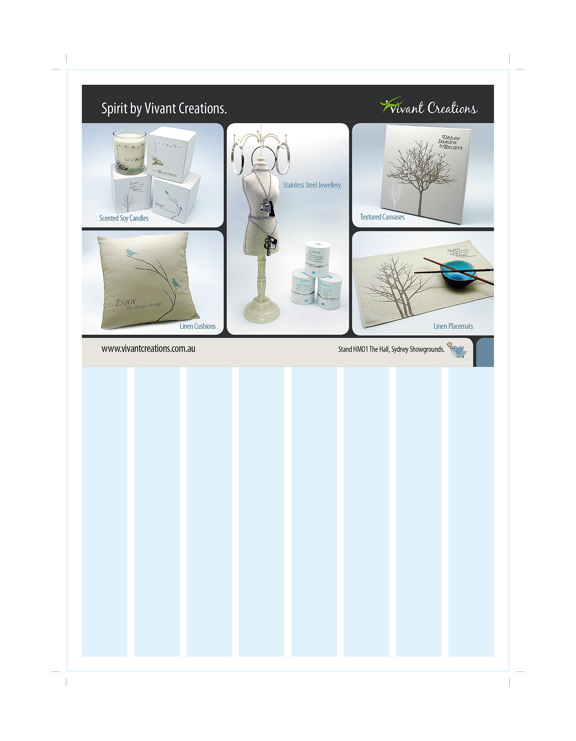 Half page Spirit Range ad in place on a full-page grid.