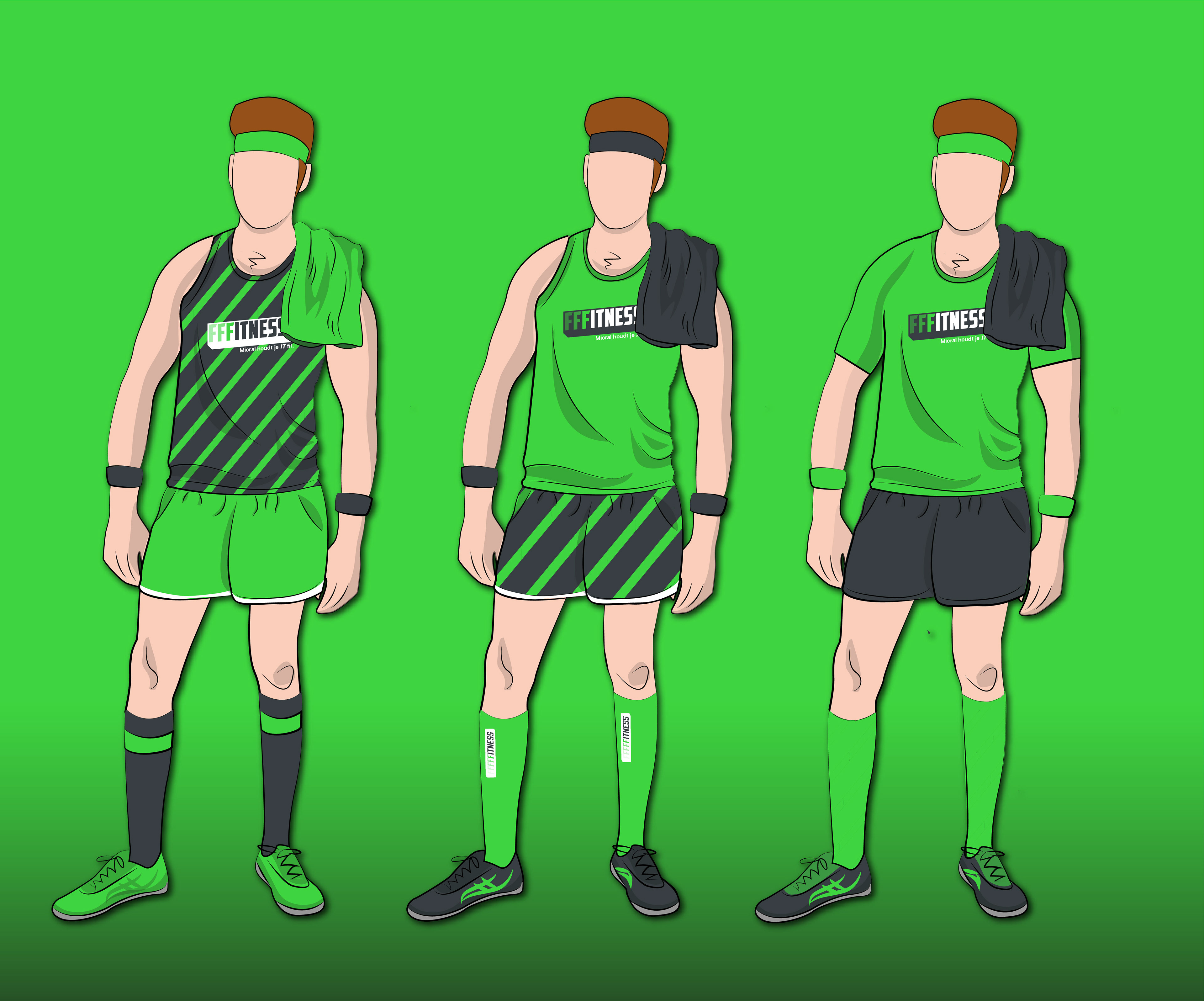Gemaakte illustraties (door mij) als ideeën voor een sport tenue.