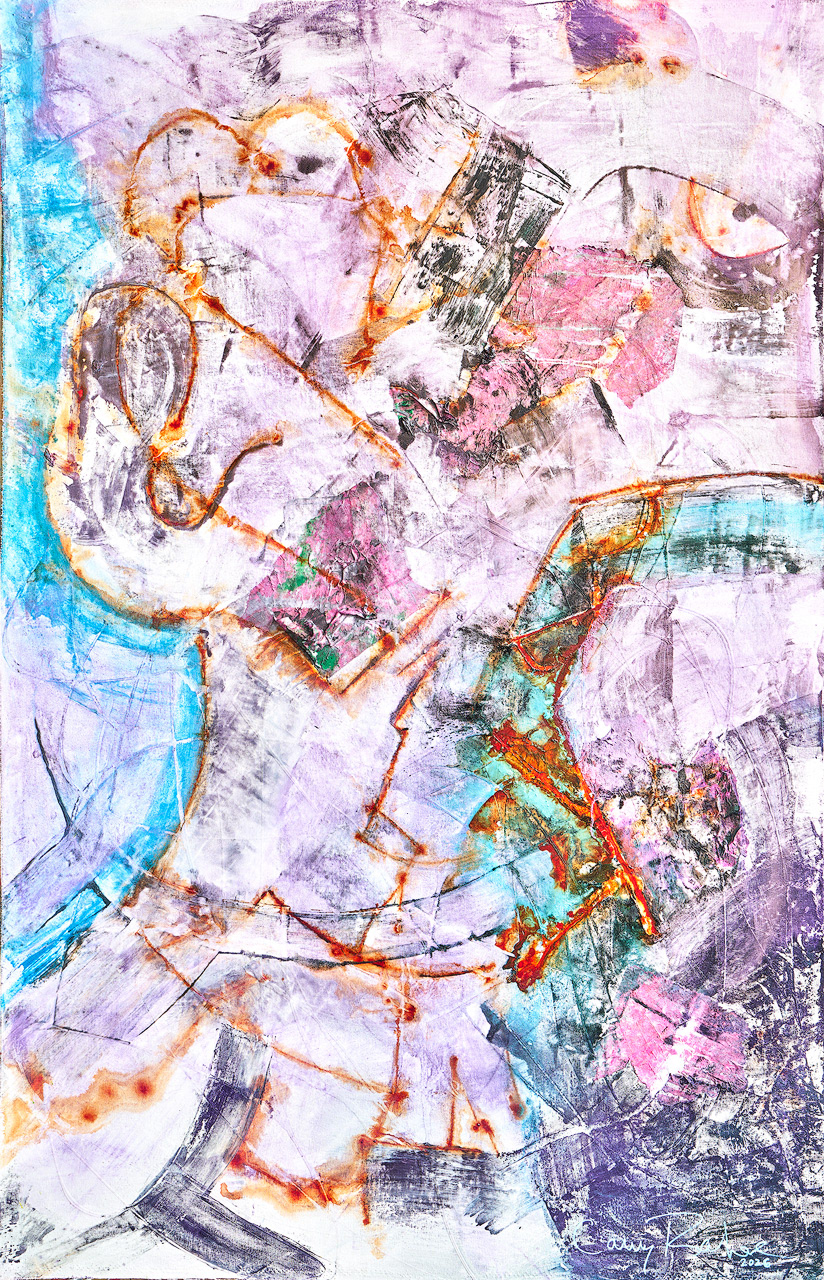 "Untitled" 2026 72x48 acrylic, charcoal, pigment, rice paper on canvas