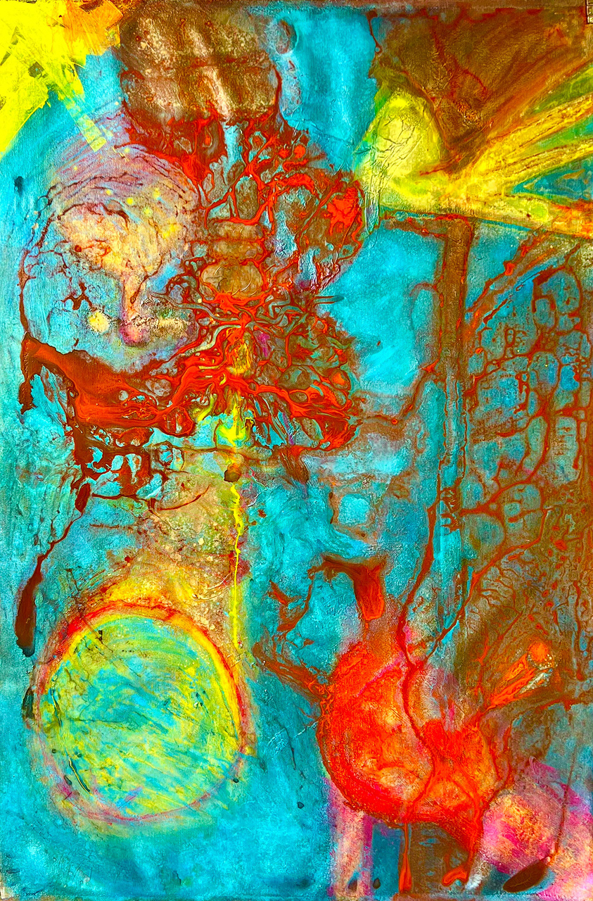 "Self Portrait" 2025 72x48 Acrylic, oil pastel, pigment on canvas