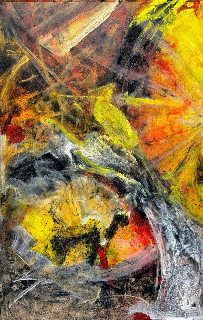 "Killing Machine II" 2026 72x48 acrylic, charcoal on canvas