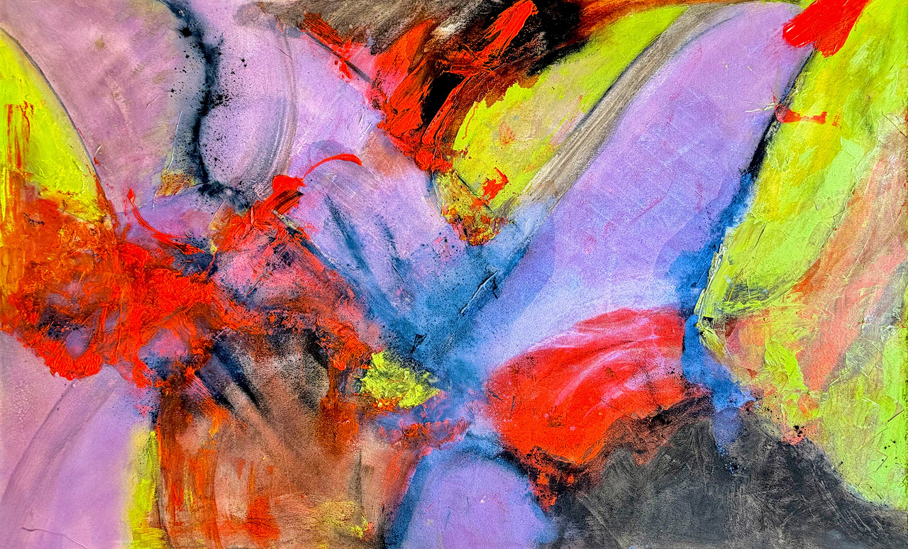 "Untitled" 2026 48x72 acrylic, charcoal, pigments on canvas