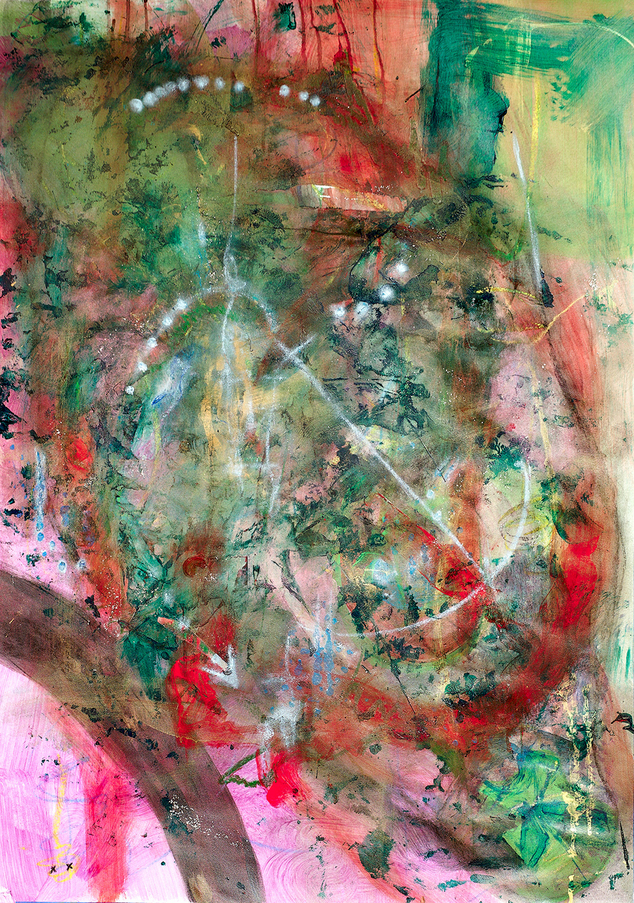  "Untitled" 2025 42x30 acrylic, oil pastel on canvas
