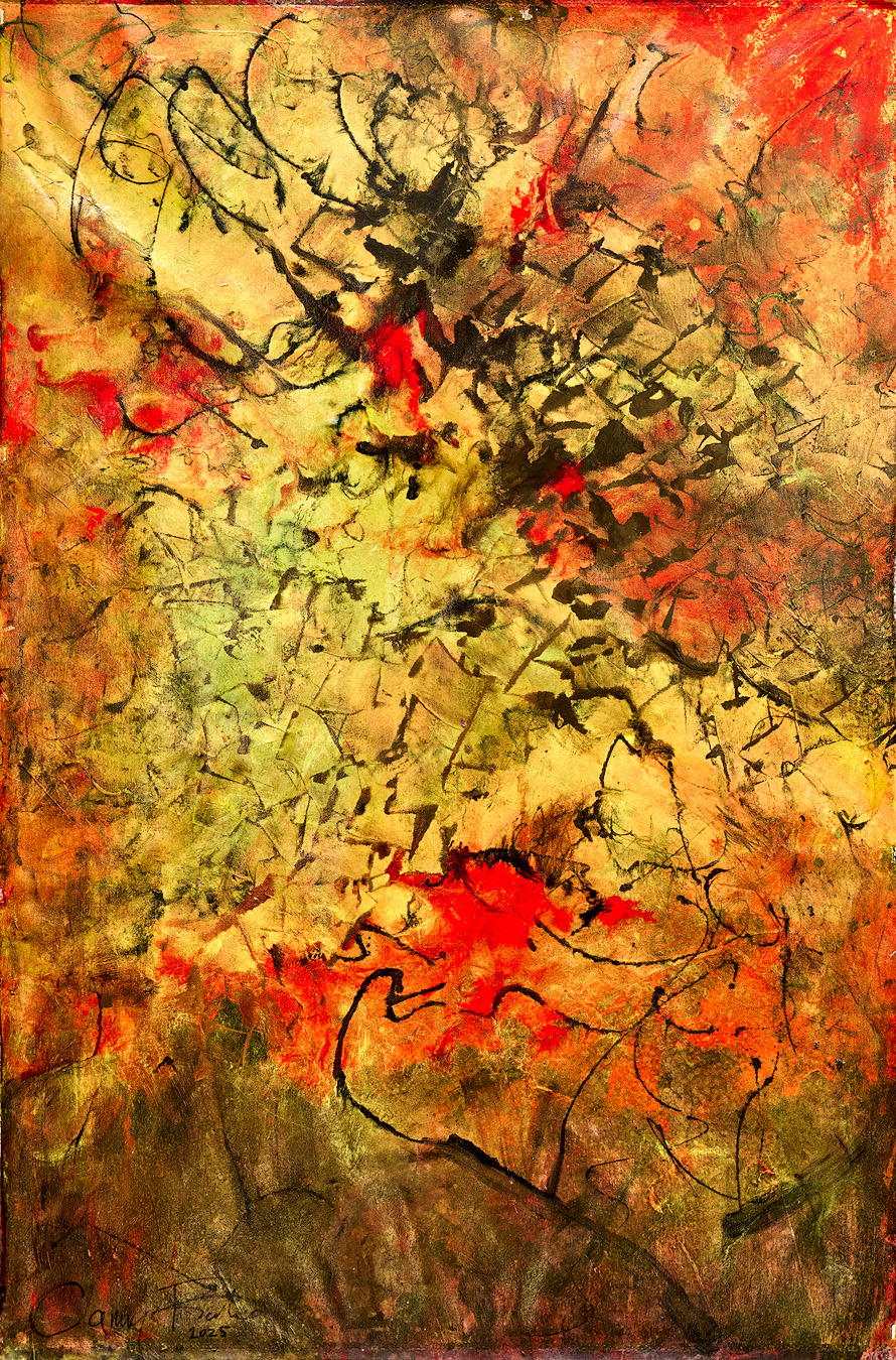 Untitled 2025 72x48 acrylic, charcoal, pigment on canvas