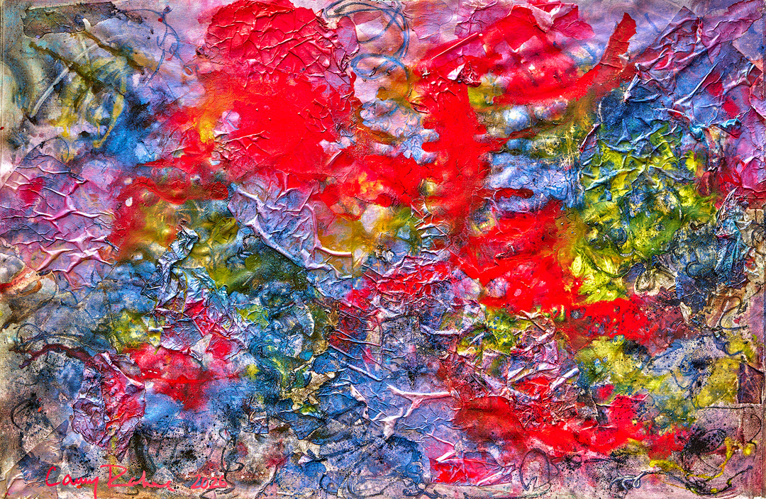 "Why not now | In which I might have died" 2026 48x72 acrylic, charcoal, rice paper, pigments on canvas