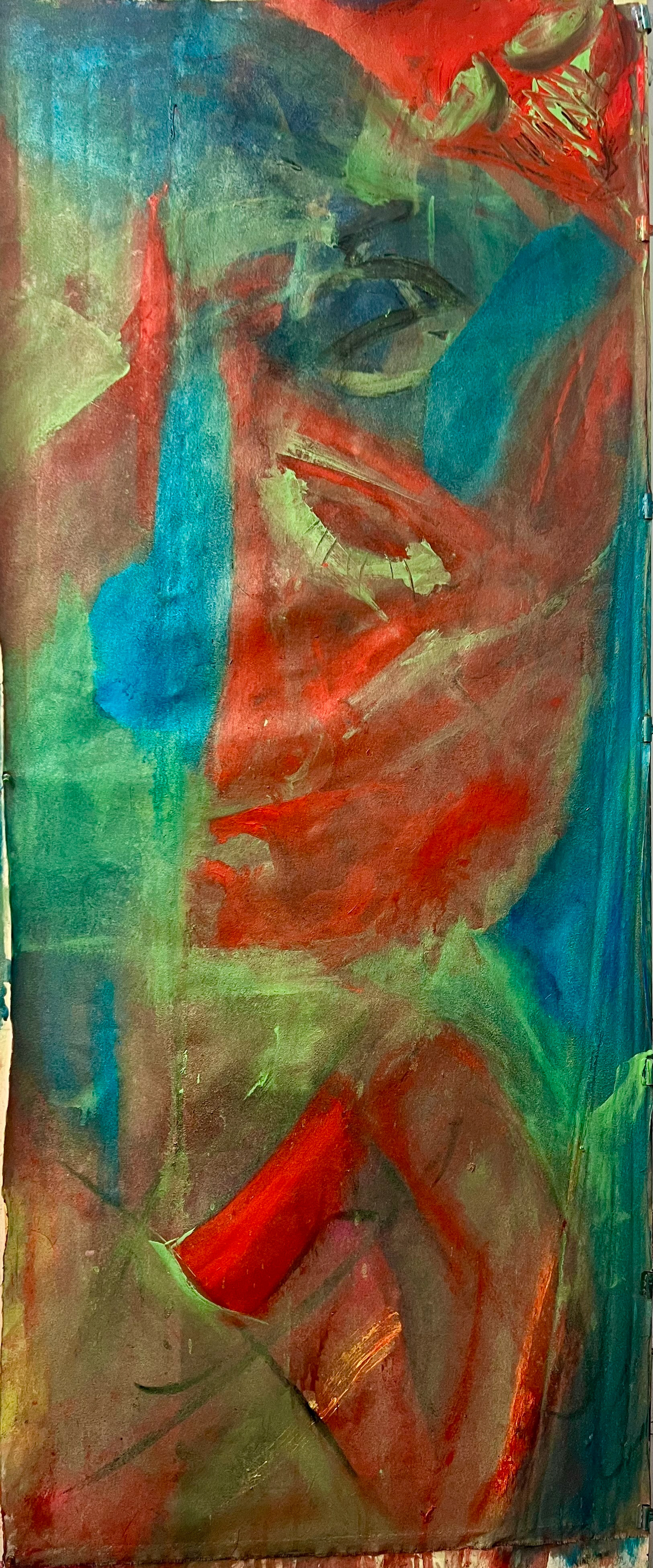 "Head like a hole" 2025 72x36 acrylic, charcoal, pigment on canvas