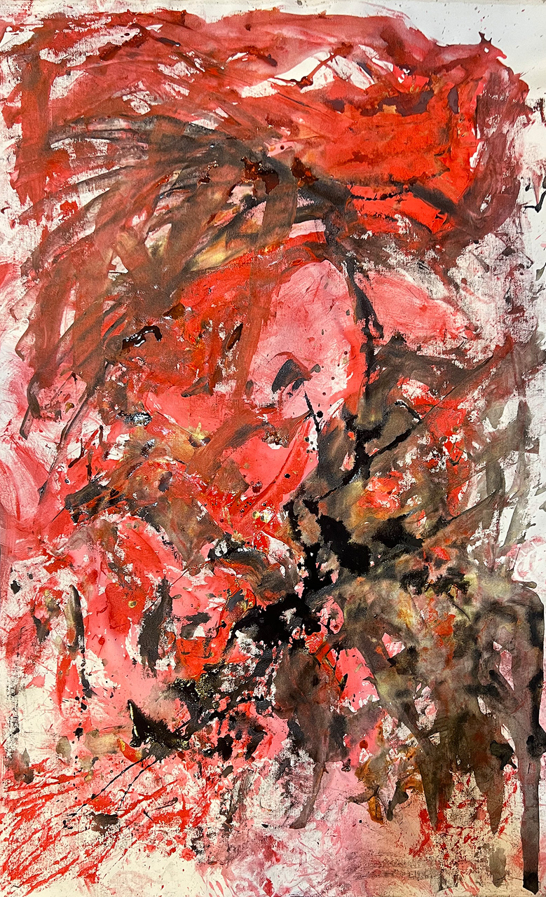 "Untitled" 2025 66x36 Acrylic, charcoal on canvas