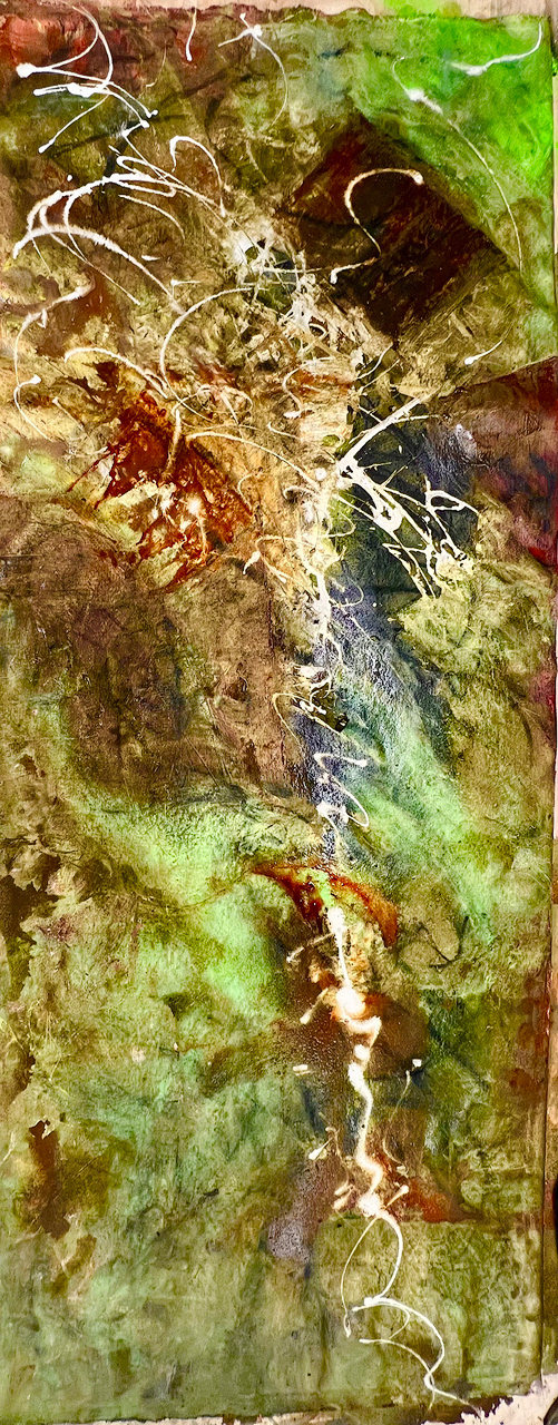 "Untitled" 2025 72x36 Acrylic, charcoal, pigment on canvas