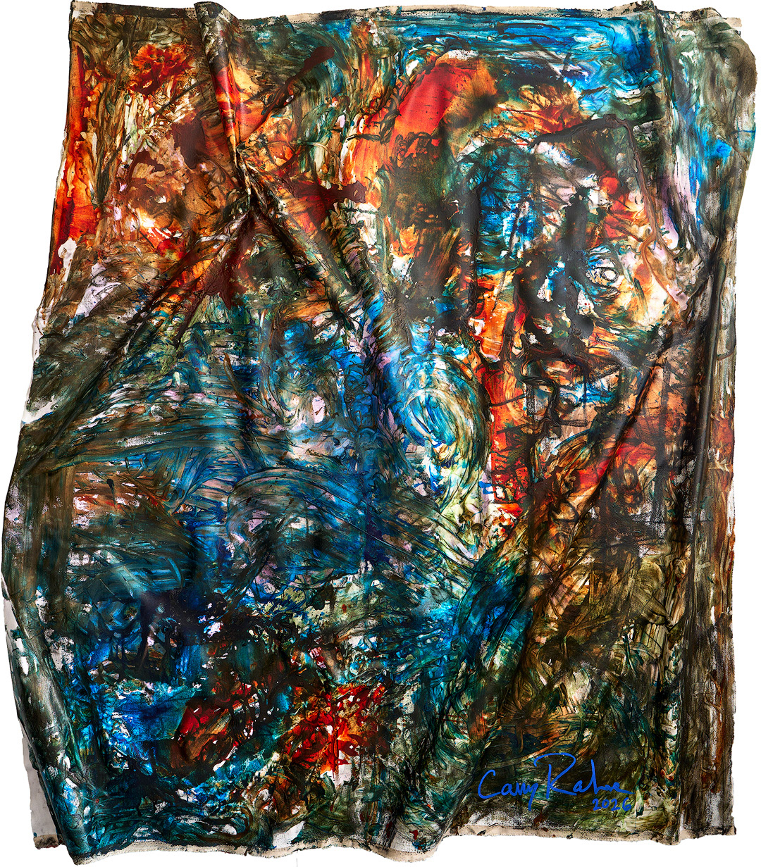 "Unwanted" 2026 72x60x6 acrylic, pigment, paper on canvas