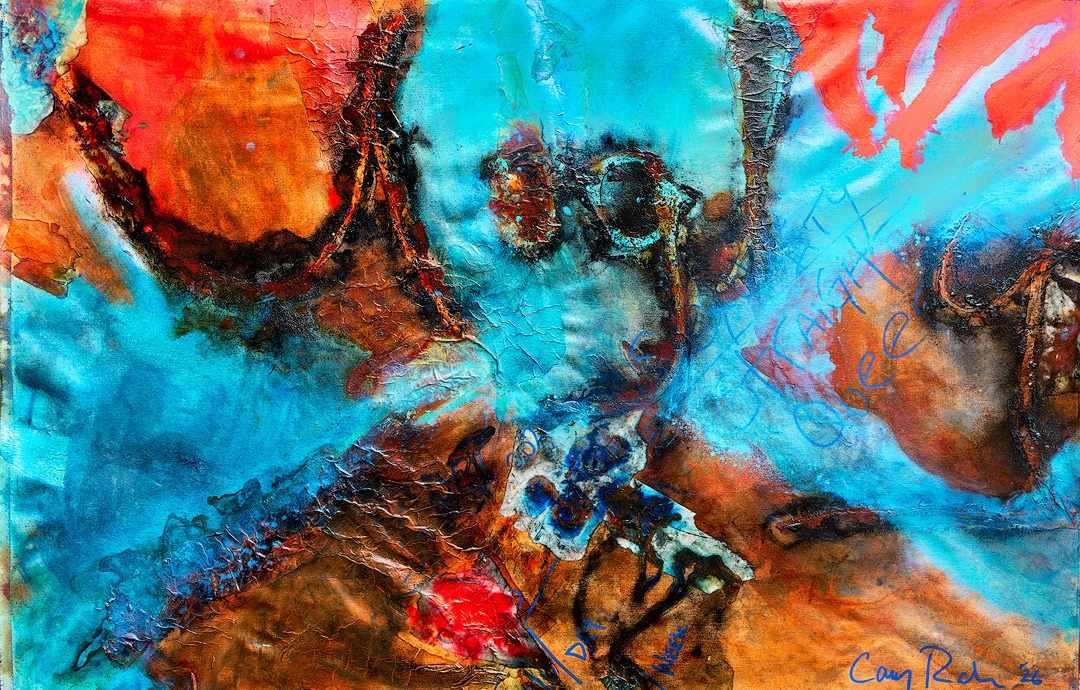 "U Ugly | 10 straight likes/day + 1 queer like/week = 1 date/year" 2026 48x72 acrylic, charcoal, rice paper, pigments on canvas