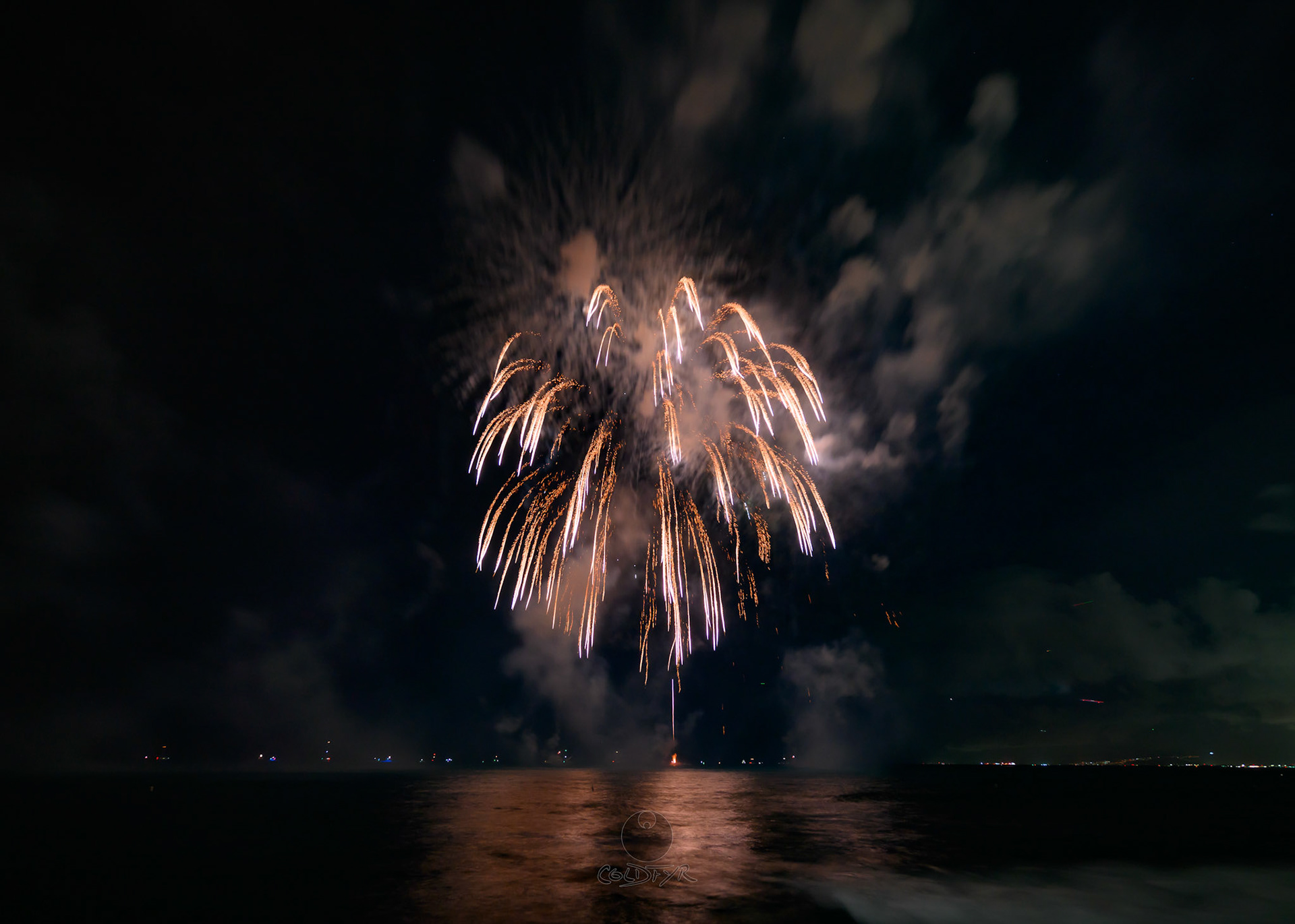 Waikiki Friday Night Fireworks as Watched from the Waikiki Pier (Walls)