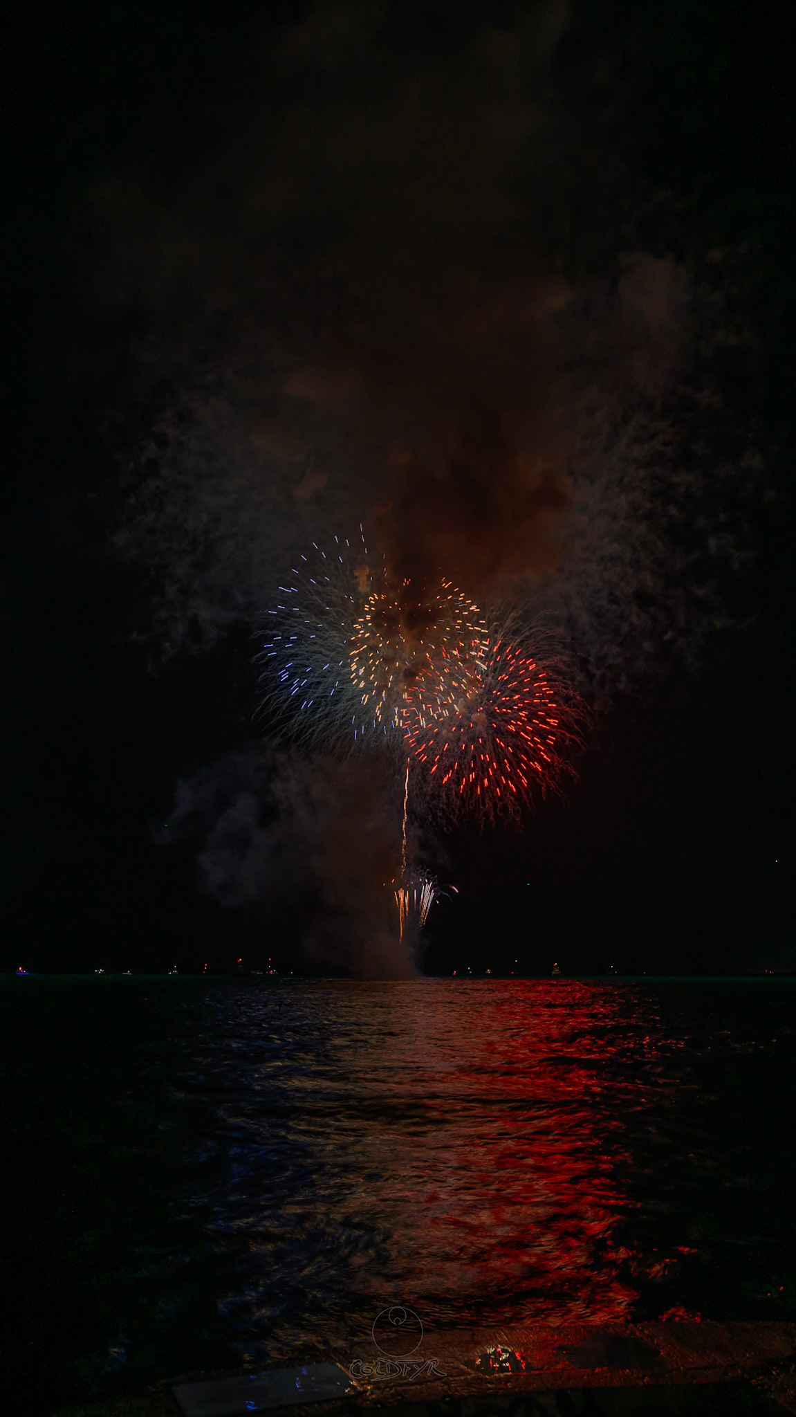Waikiki Friday Night Fireworks as Watched from the Waikiki Pier (Walls)