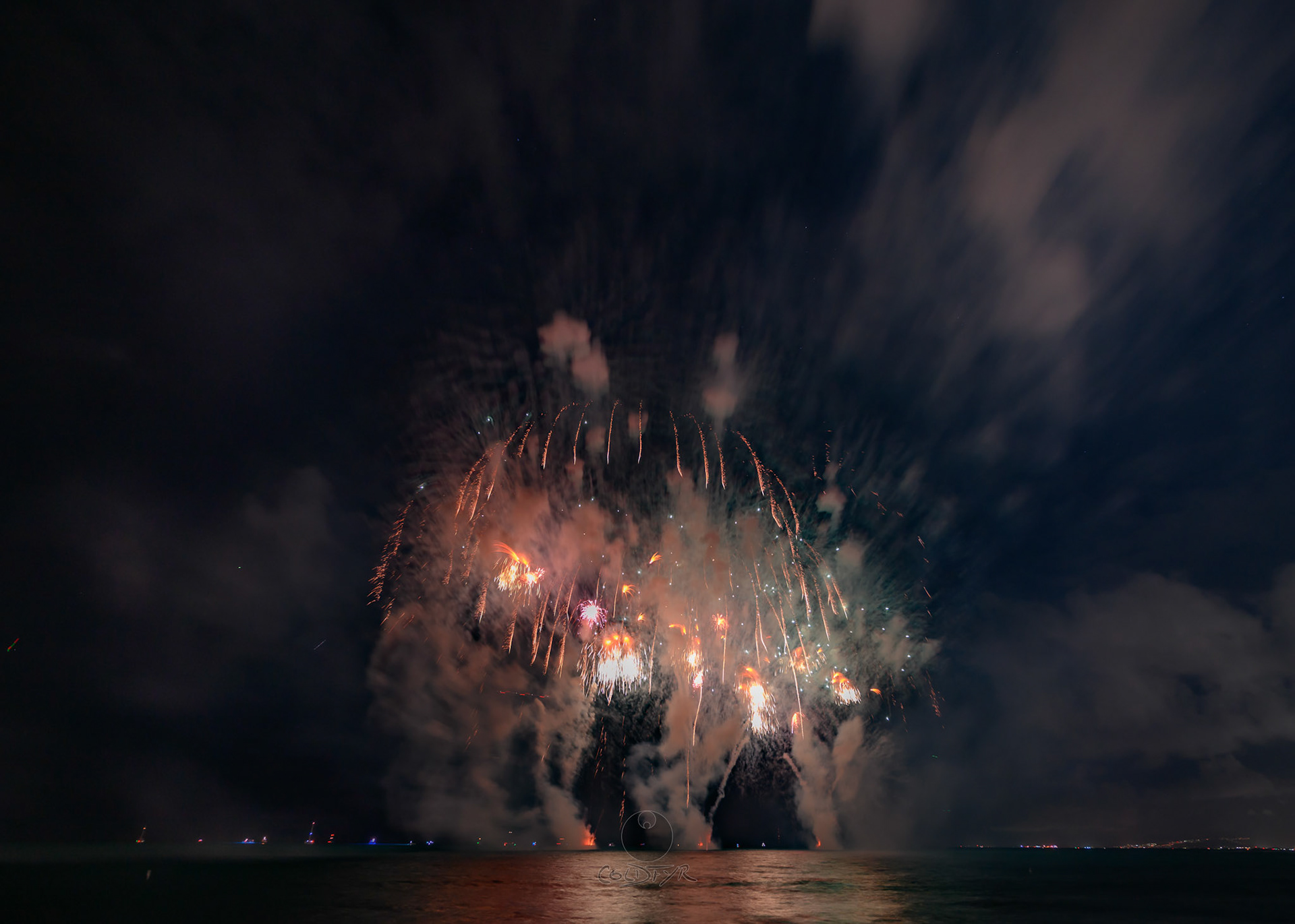 Waikiki Friday Night Fireworks as Watched from the Waikiki Pier (Walls)