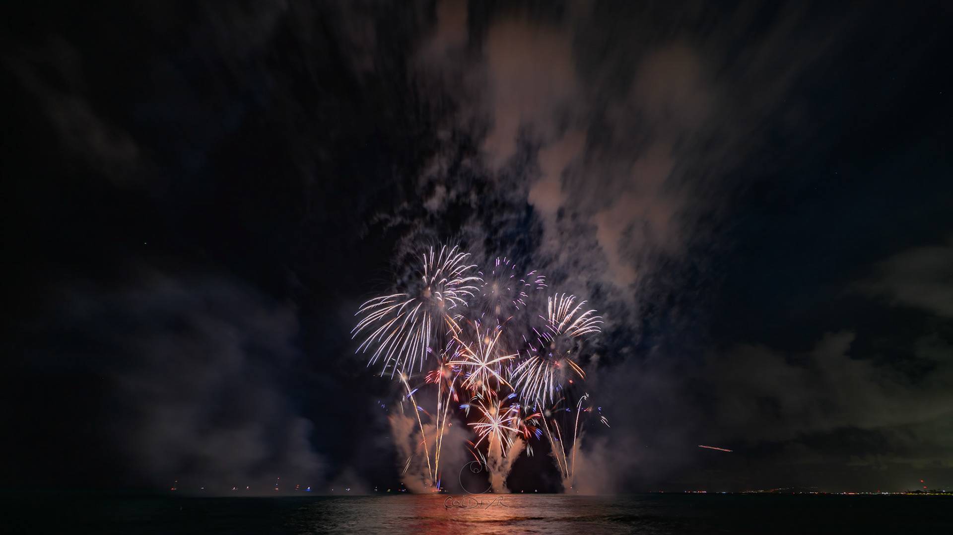 Waikiki Friday Night Fireworks as Watched from the Waikiki Pier (Walls)