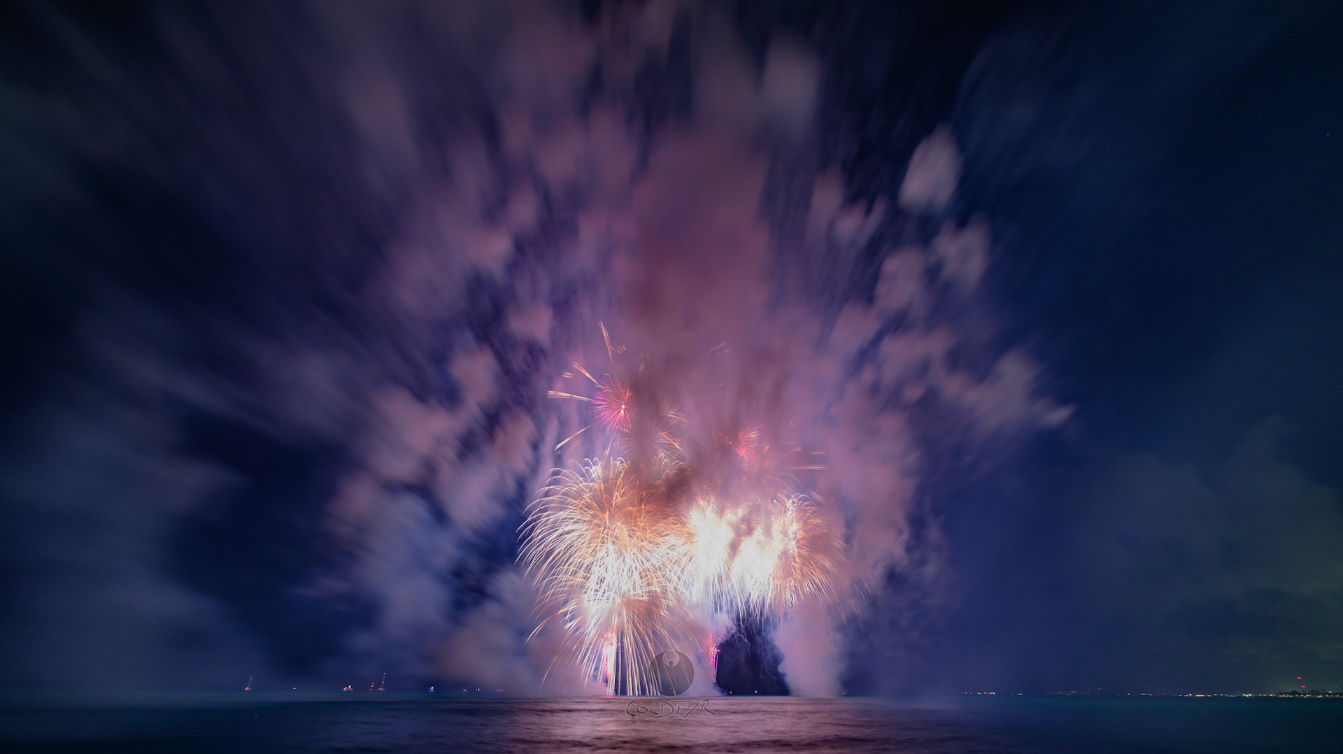 Waikiki Friday Night Fireworks as Watched from the Waikiki Pier (Walls)