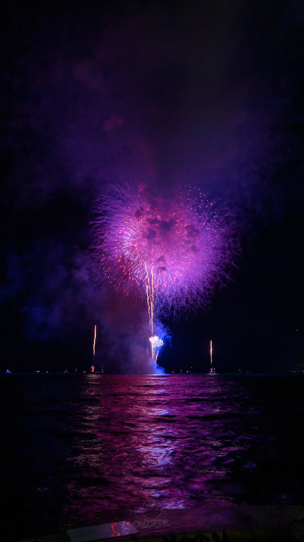 Waikiki Friday Night Fireworks as Watched from the Waikiki Pier (Walls)