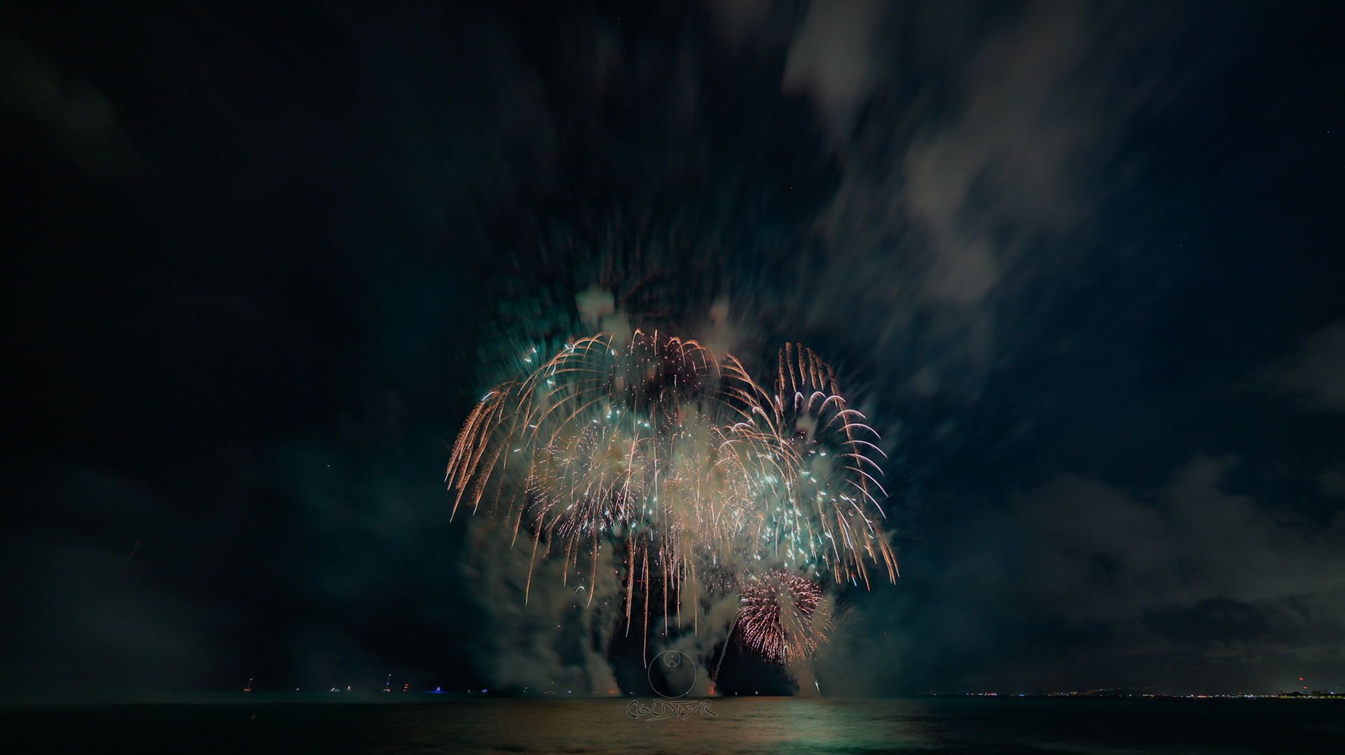 Waikiki Friday Night Fireworks as Watched from the Waikiki Pier (Walls)