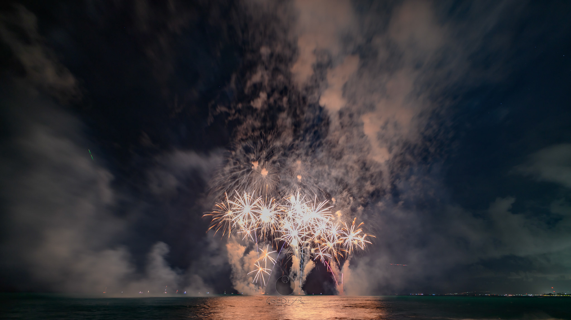Waikiki Friday Night Fireworks as Watched from the Waikiki Pier (Walls)