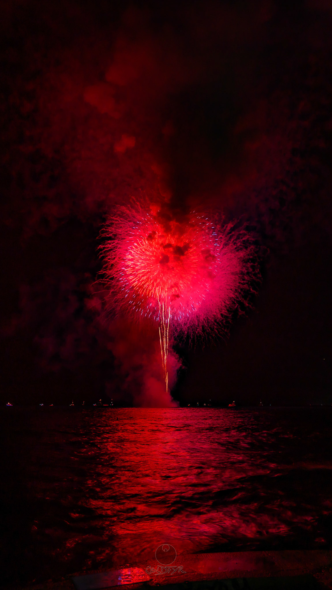 Waikiki Friday Night Fireworks as Watched from the Waikiki Pier (Walls)