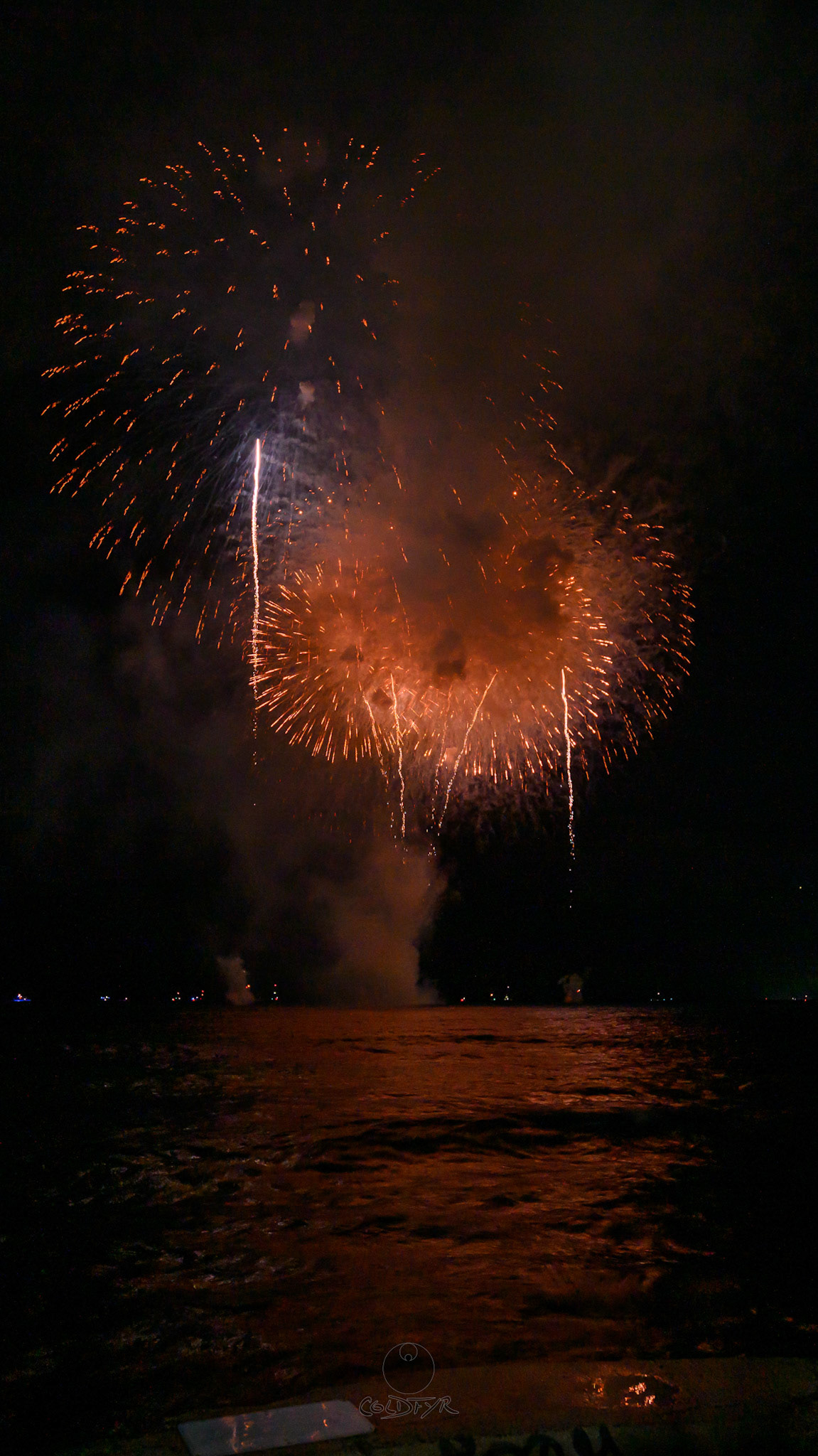 Waikiki Friday Night Fireworks as Watched from the Waikiki Pier (Walls)