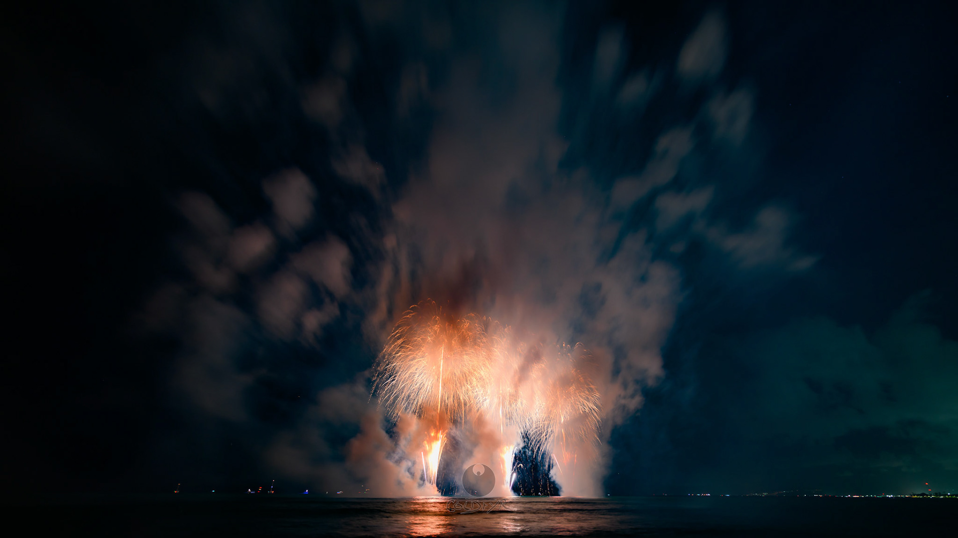 Waikiki Friday Night Fireworks as Watched from the Waikiki Pier (Walls)
