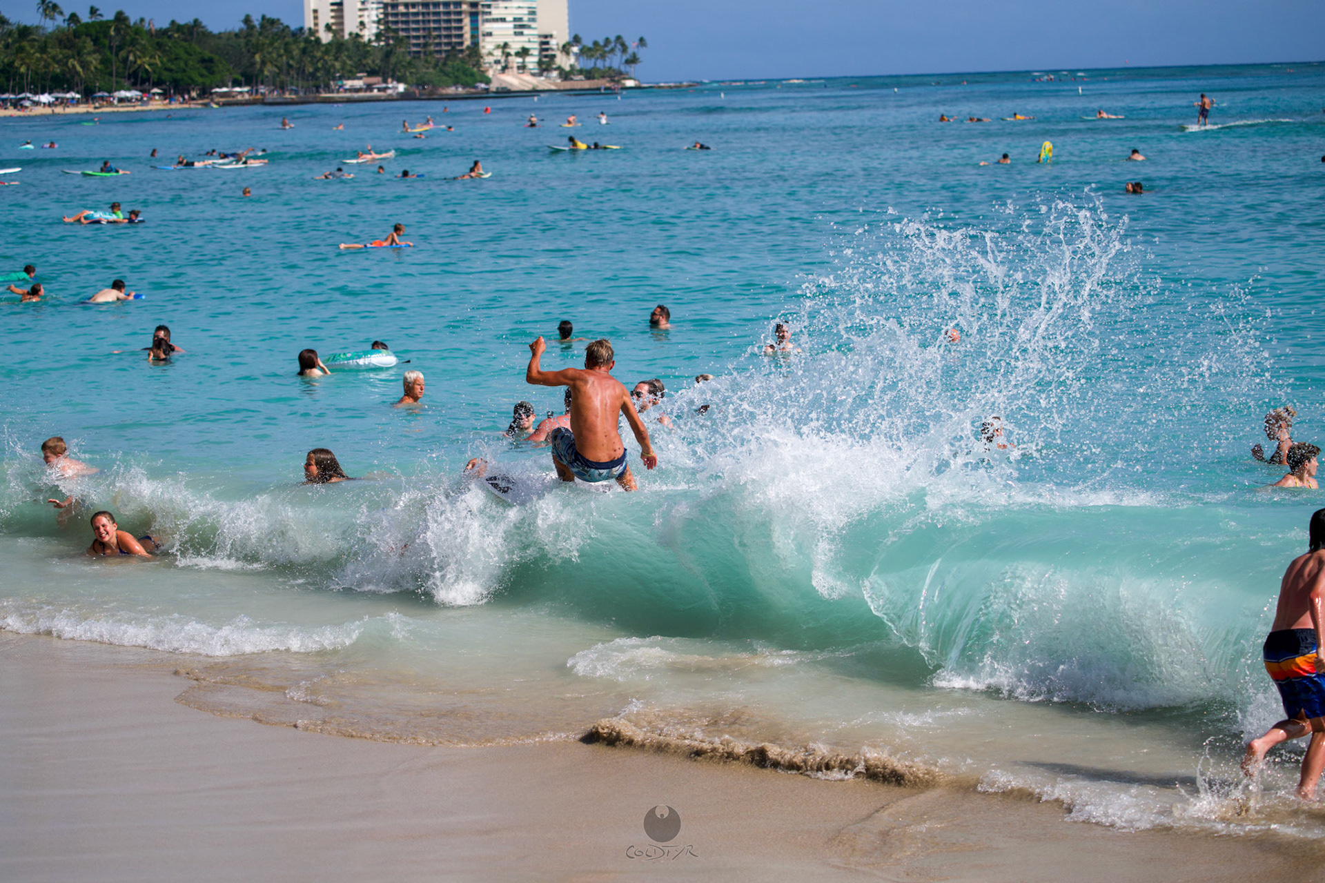 Brian "Hollywood" rips the Waikiki shore break.