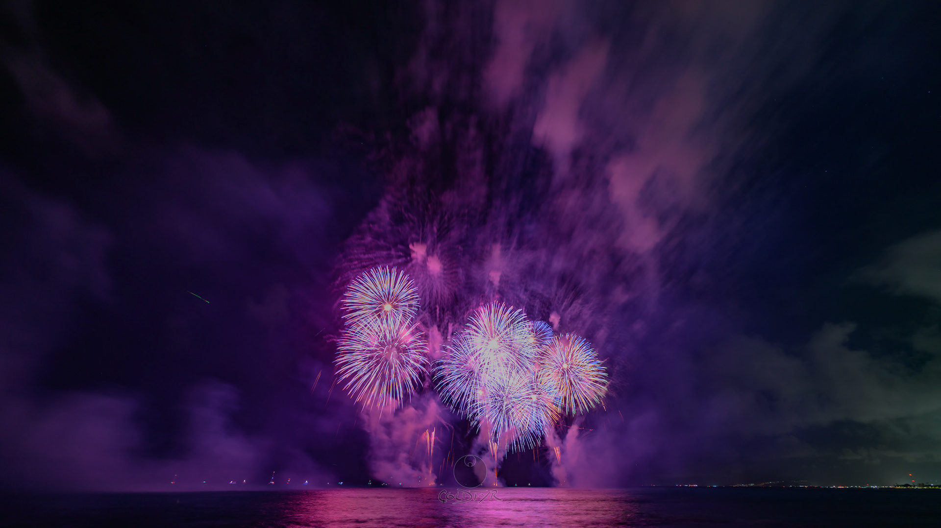 Waikiki Friday Night Fireworks as Watched from the Waikiki Pier (Walls)