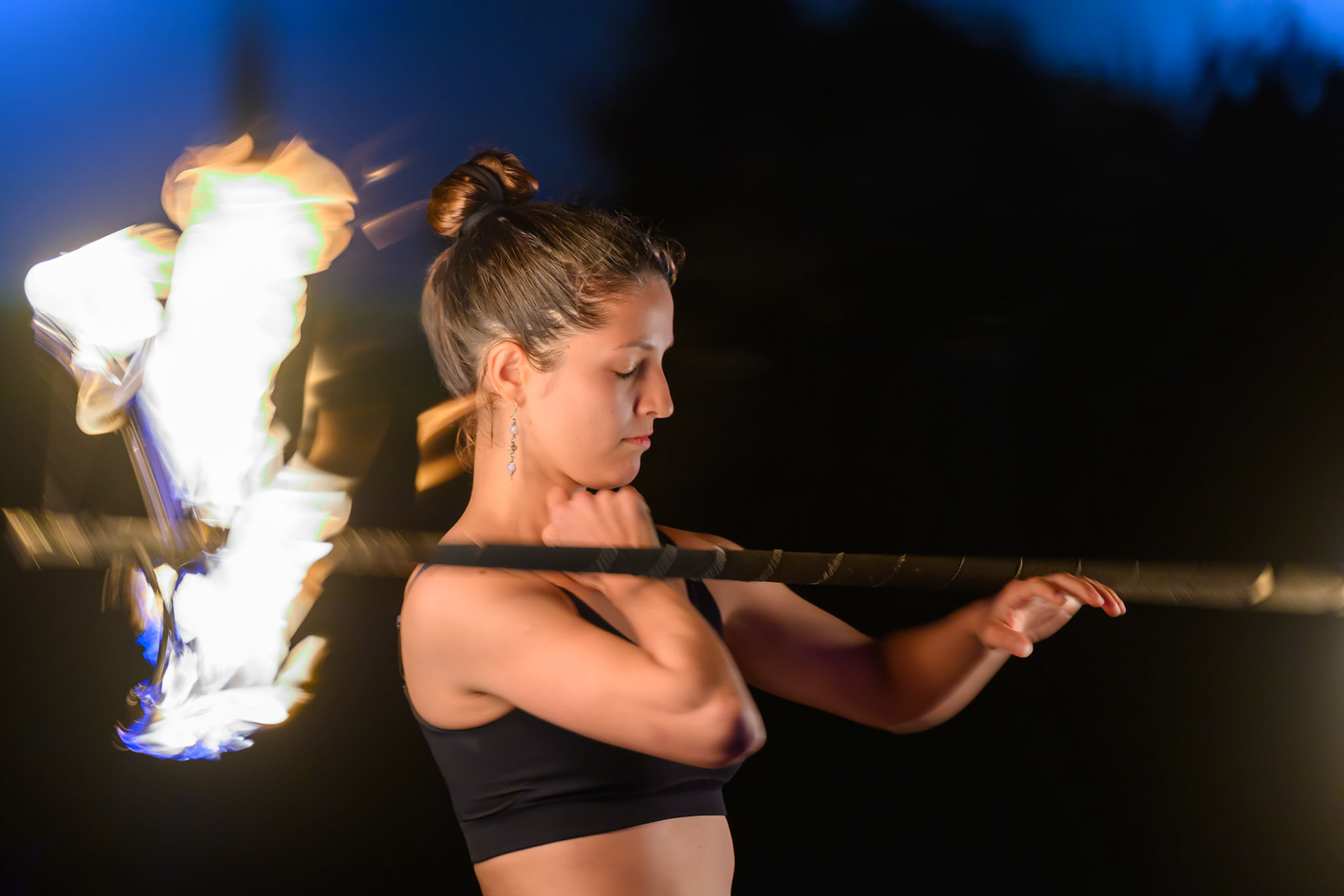 Jade Performs a Fire Spinning Routine