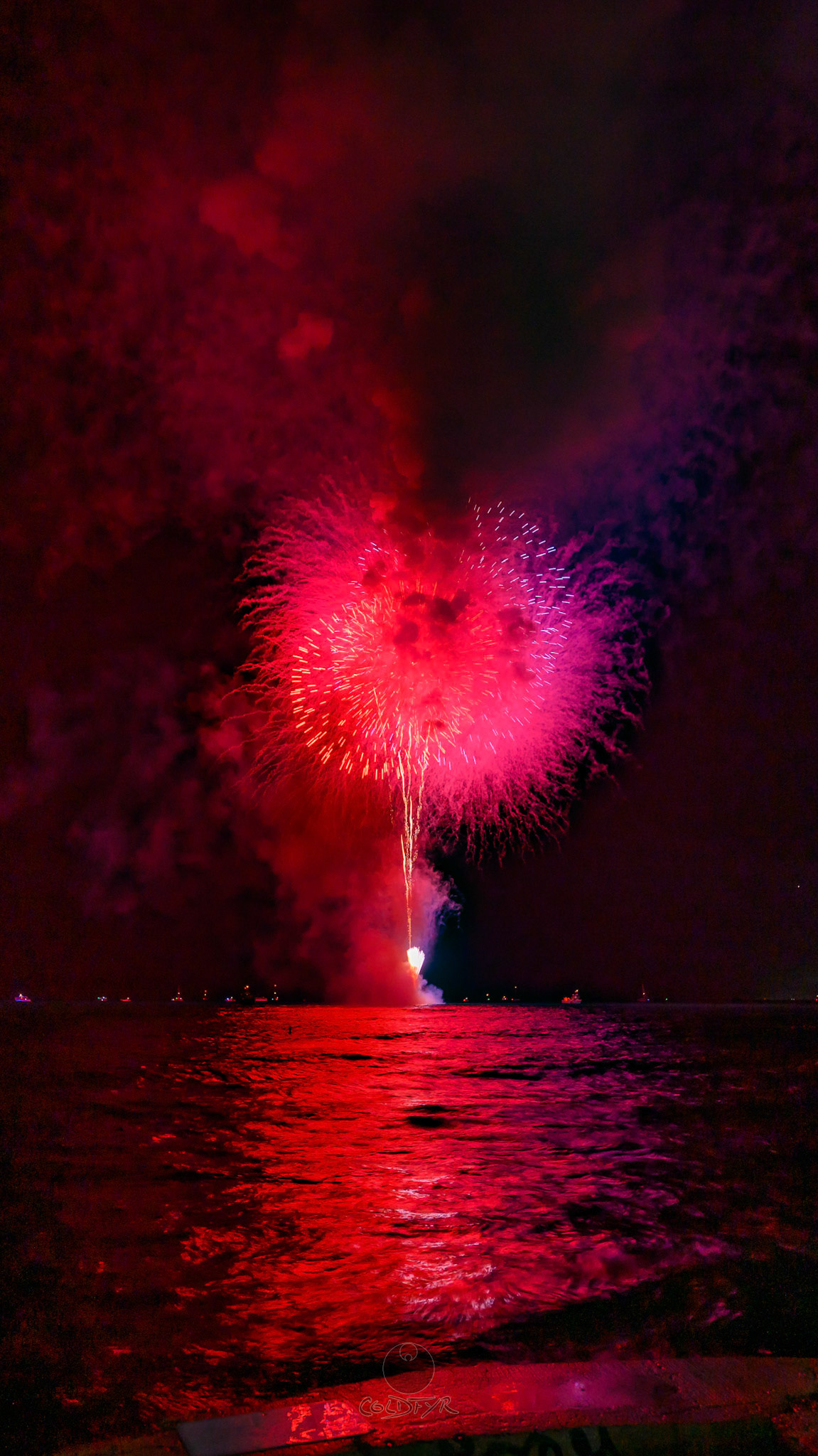 Waikiki Friday Night Fireworks as Watched from the Waikiki Pier (Walls)