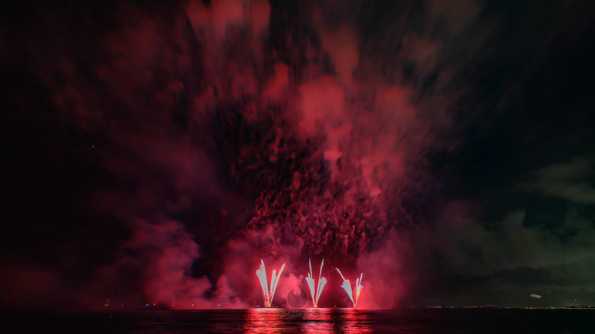 Waikiki Friday Night Fireworks as Watched from the Waikiki Pier (Walls)